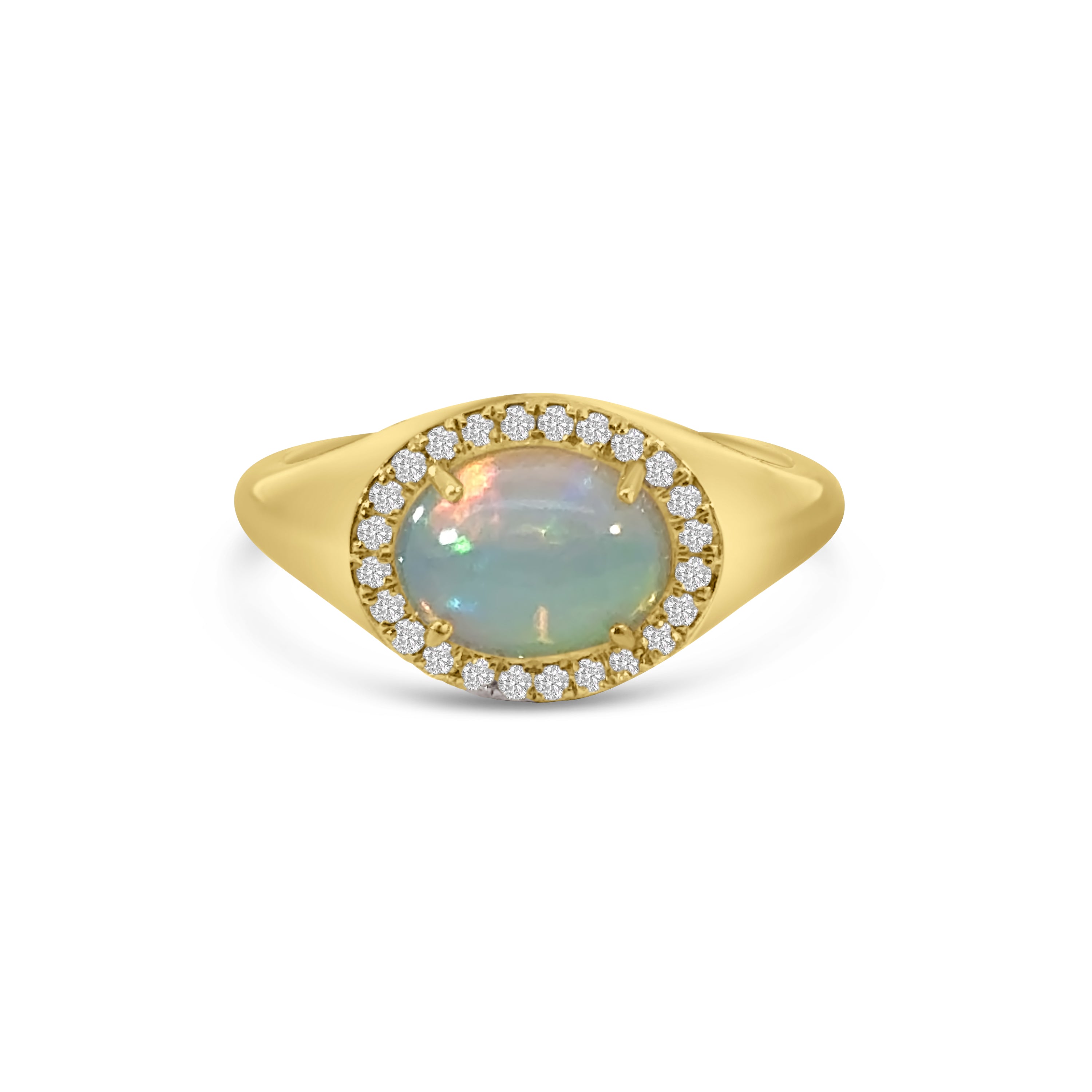 9kt Opal and Diamond Oval Dress Ring