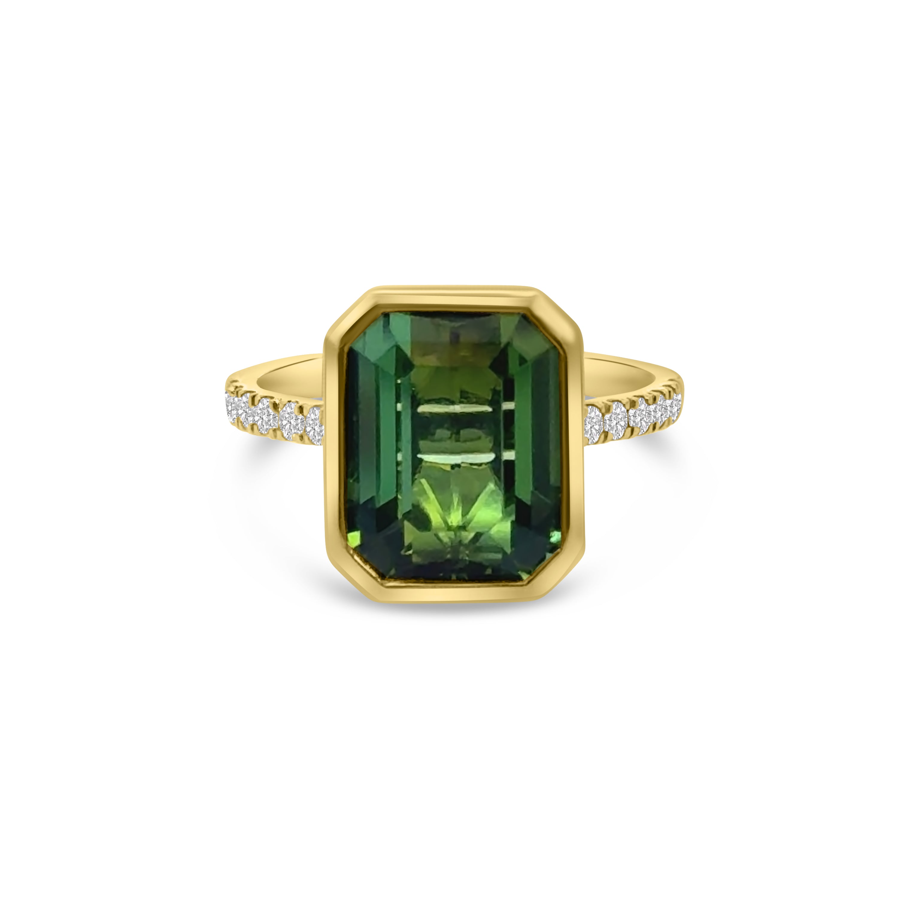 18kt Green Tourmaline and Diamond Dress Ring