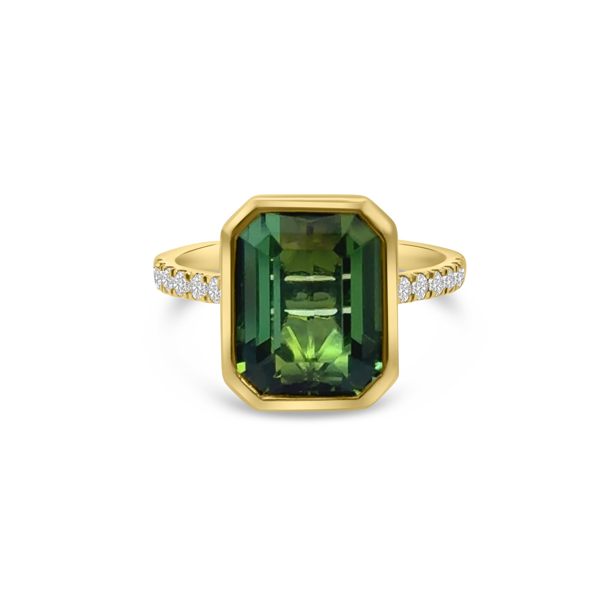 18kt Green Tourmaline and Diamond Dress Ring