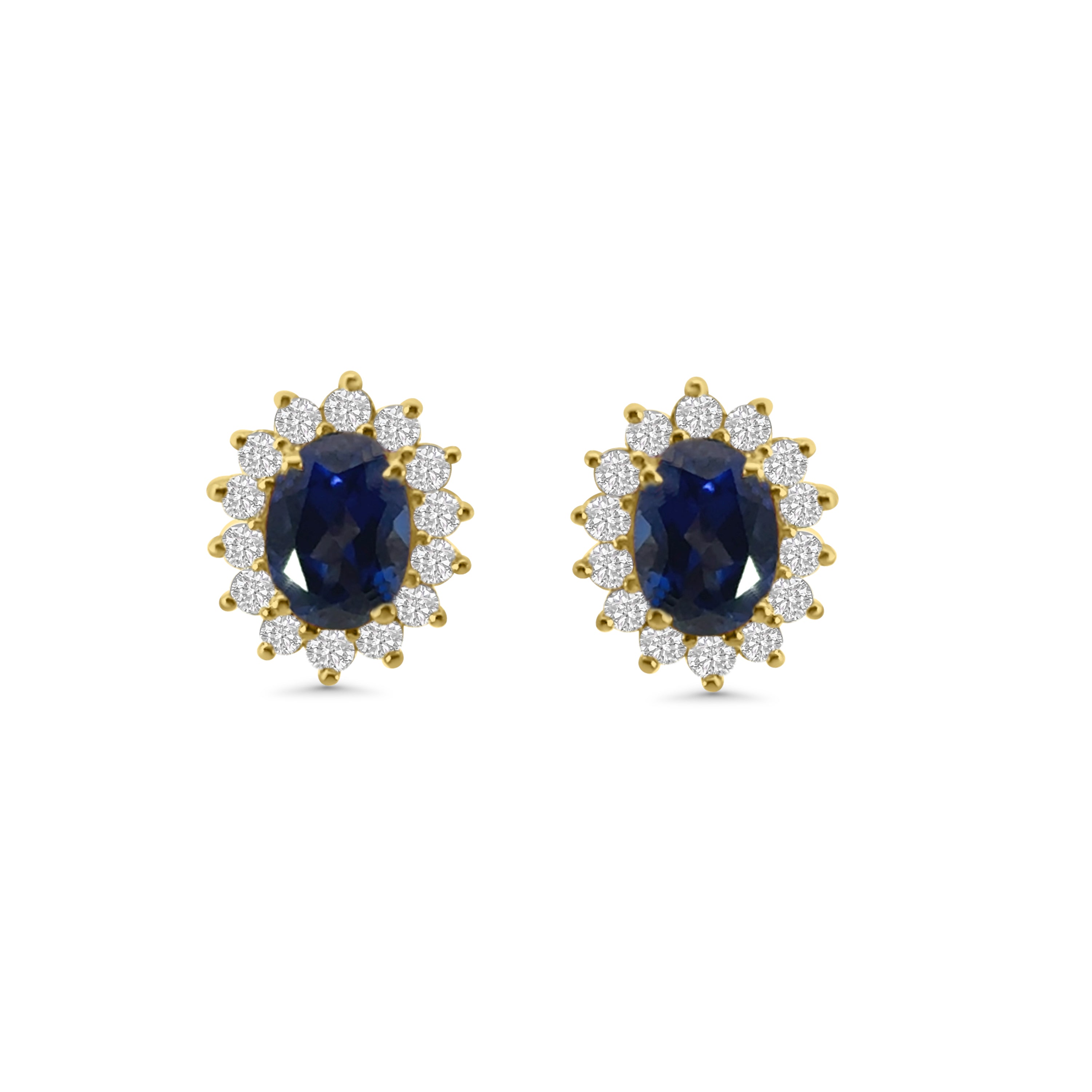 9kt Lab Grown Sapphire and Diamond Cluster Earrings