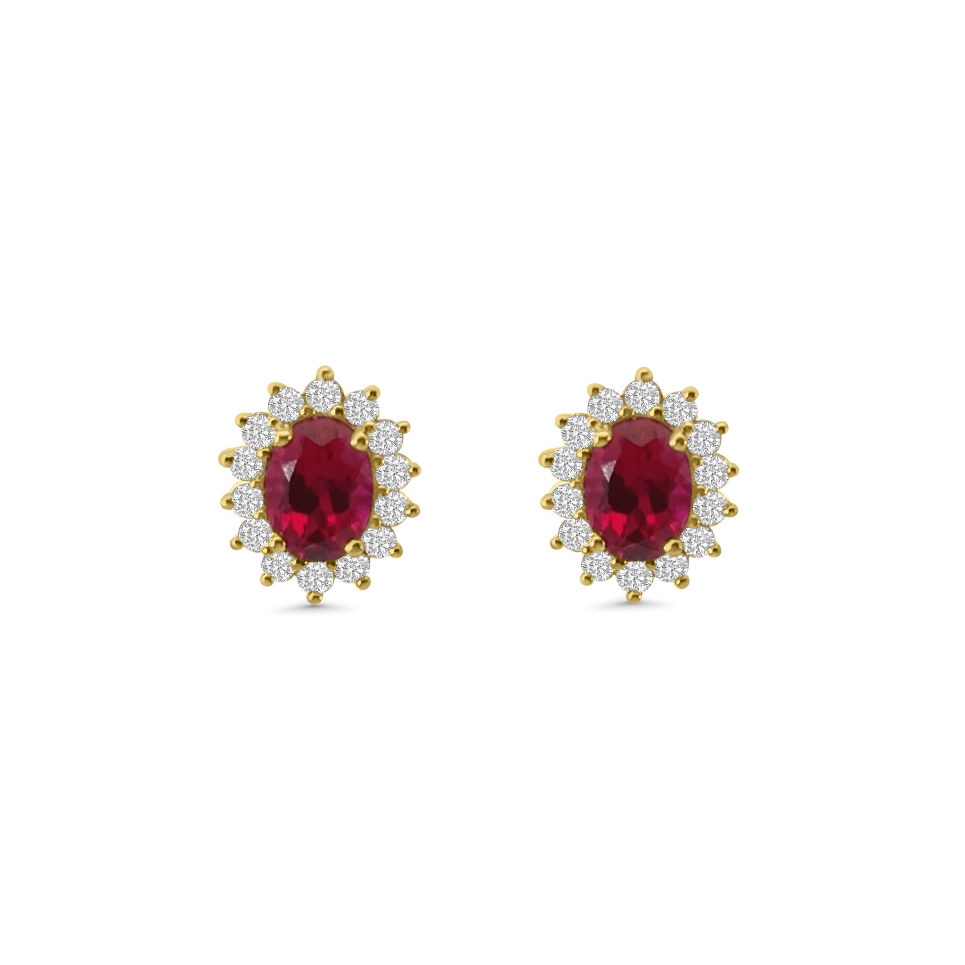 9kt Lab Grown Ruby and Diamond Cluster Earrings