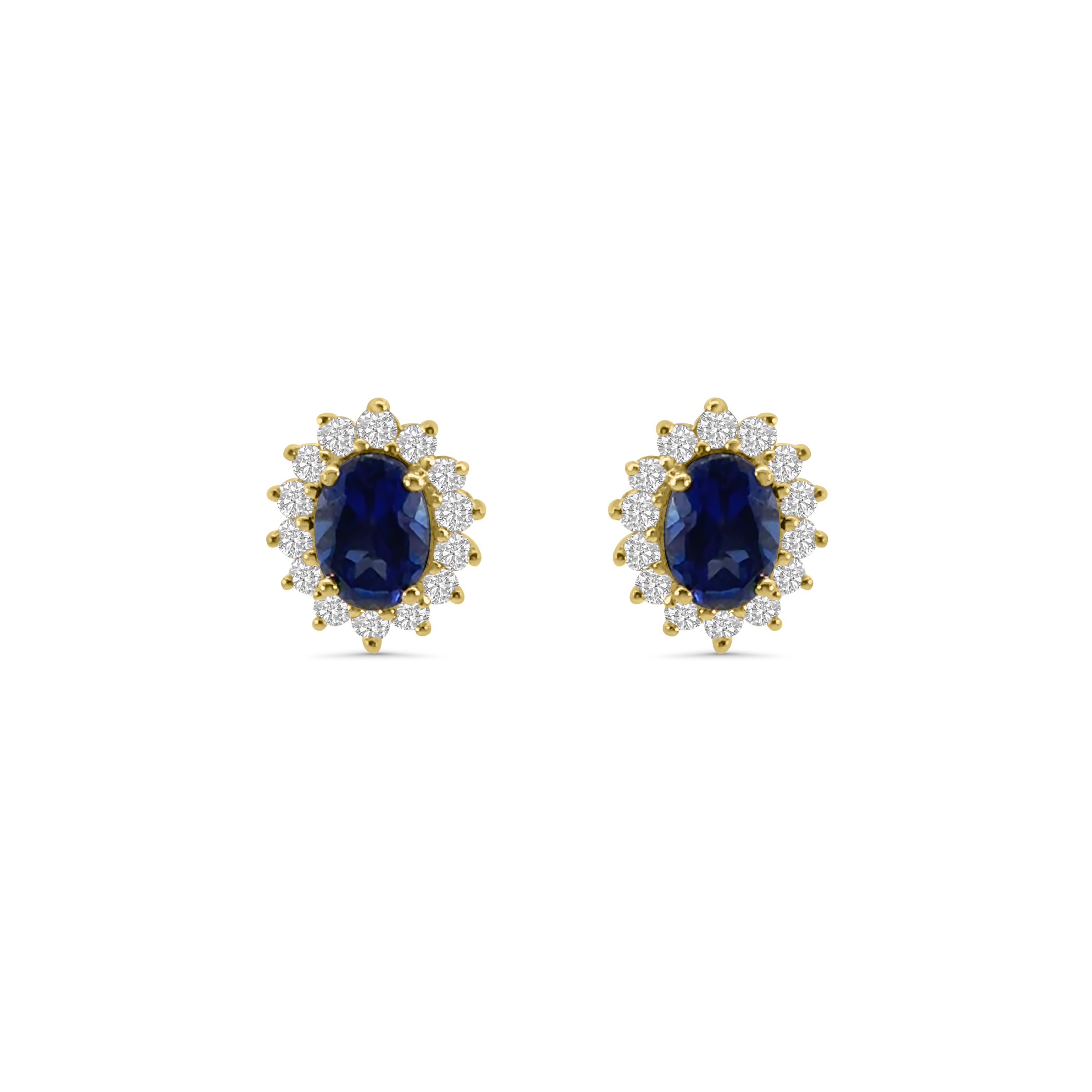 9kt Lab Grown Sapphire and Diamond Cluster Earrings