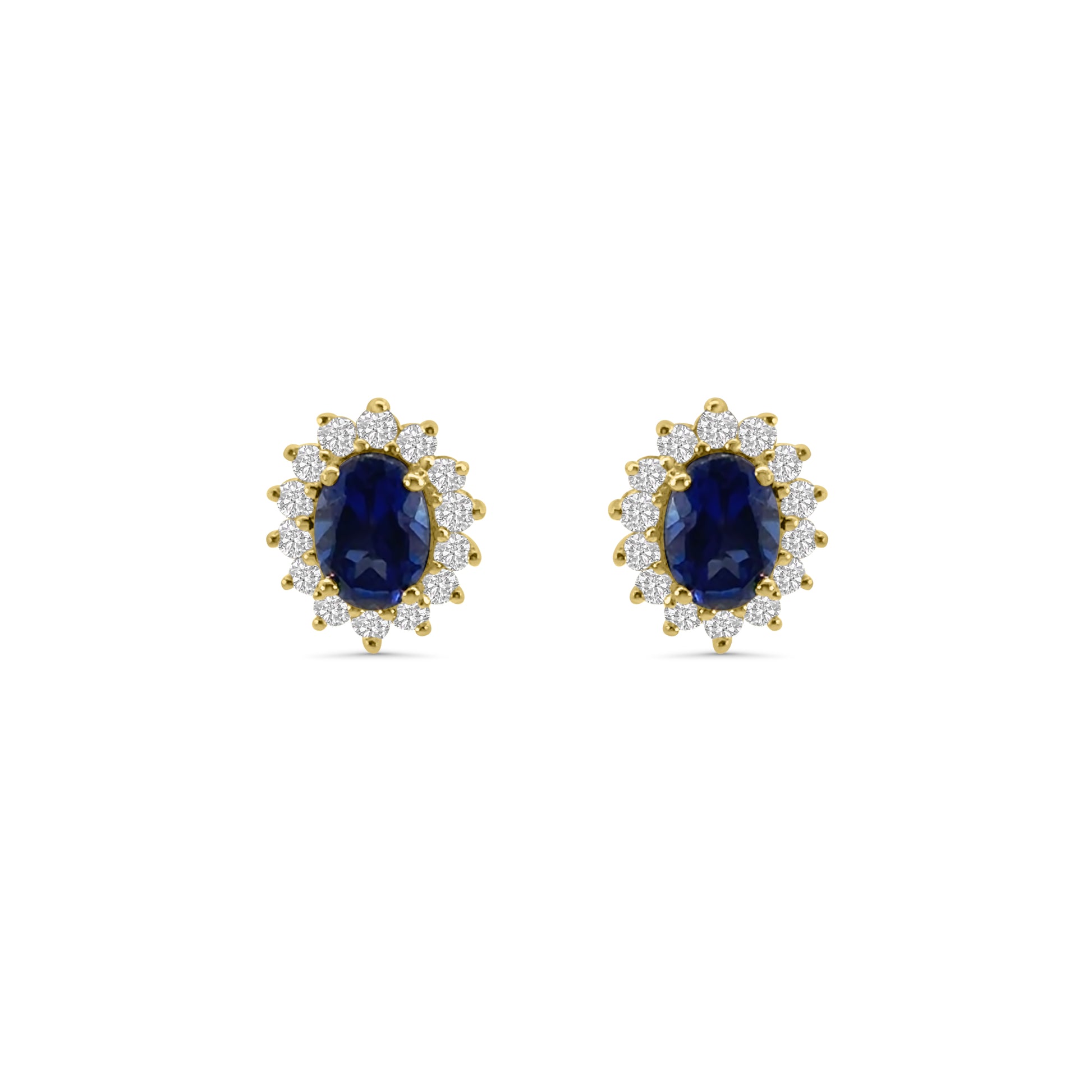 9kt Lab Grown Sapphire and Diamond Cluster Earrings