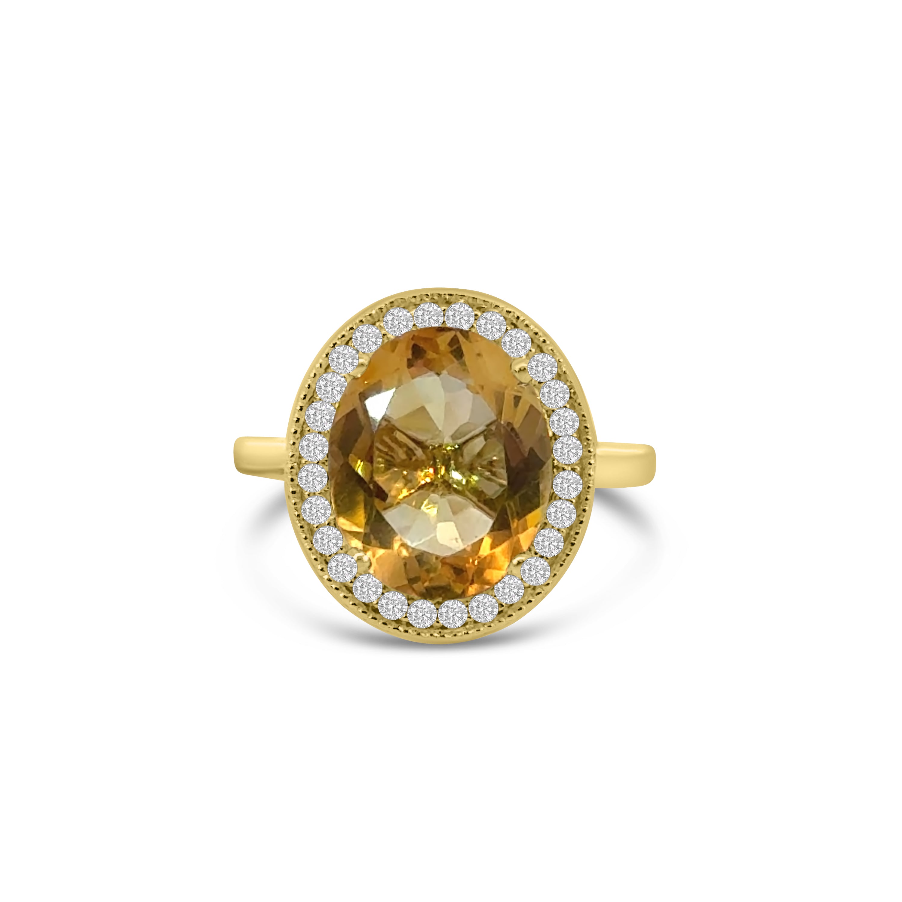 9kt Oval Citrine and Diamond Dress Ring