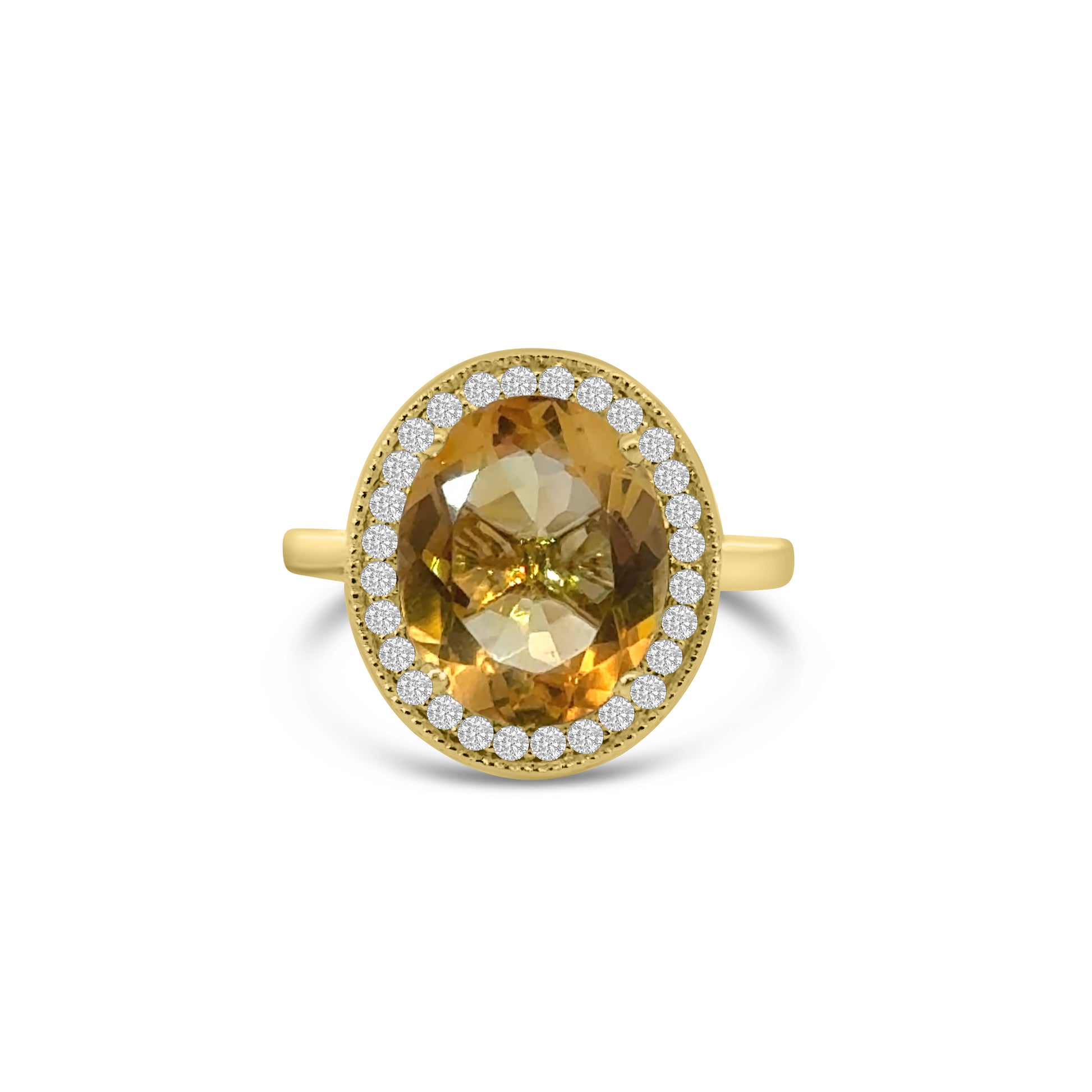 9kt Oval Citrine and Diamond Dress Ring