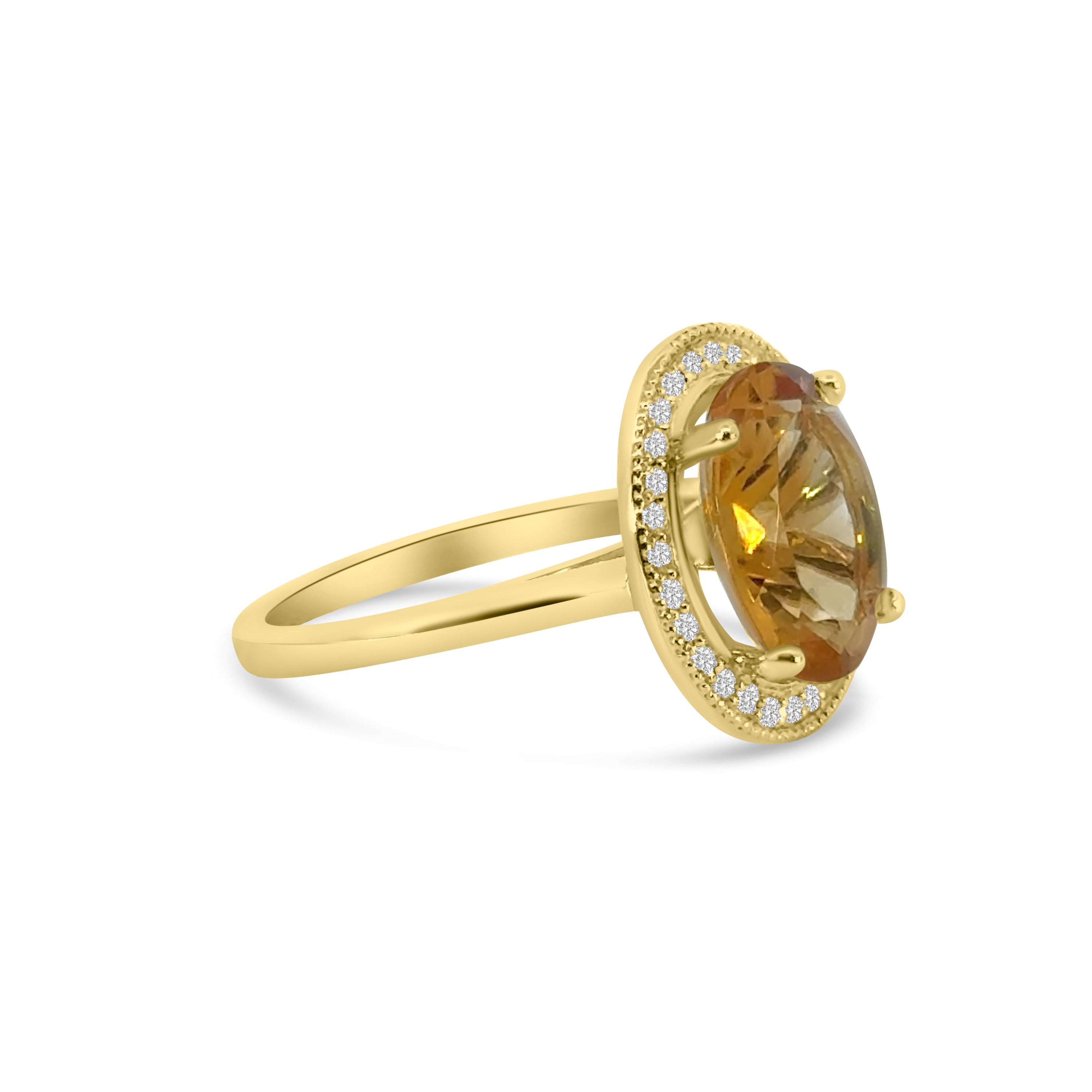 9kt Oval Citrine and Diamond Dress Ring
