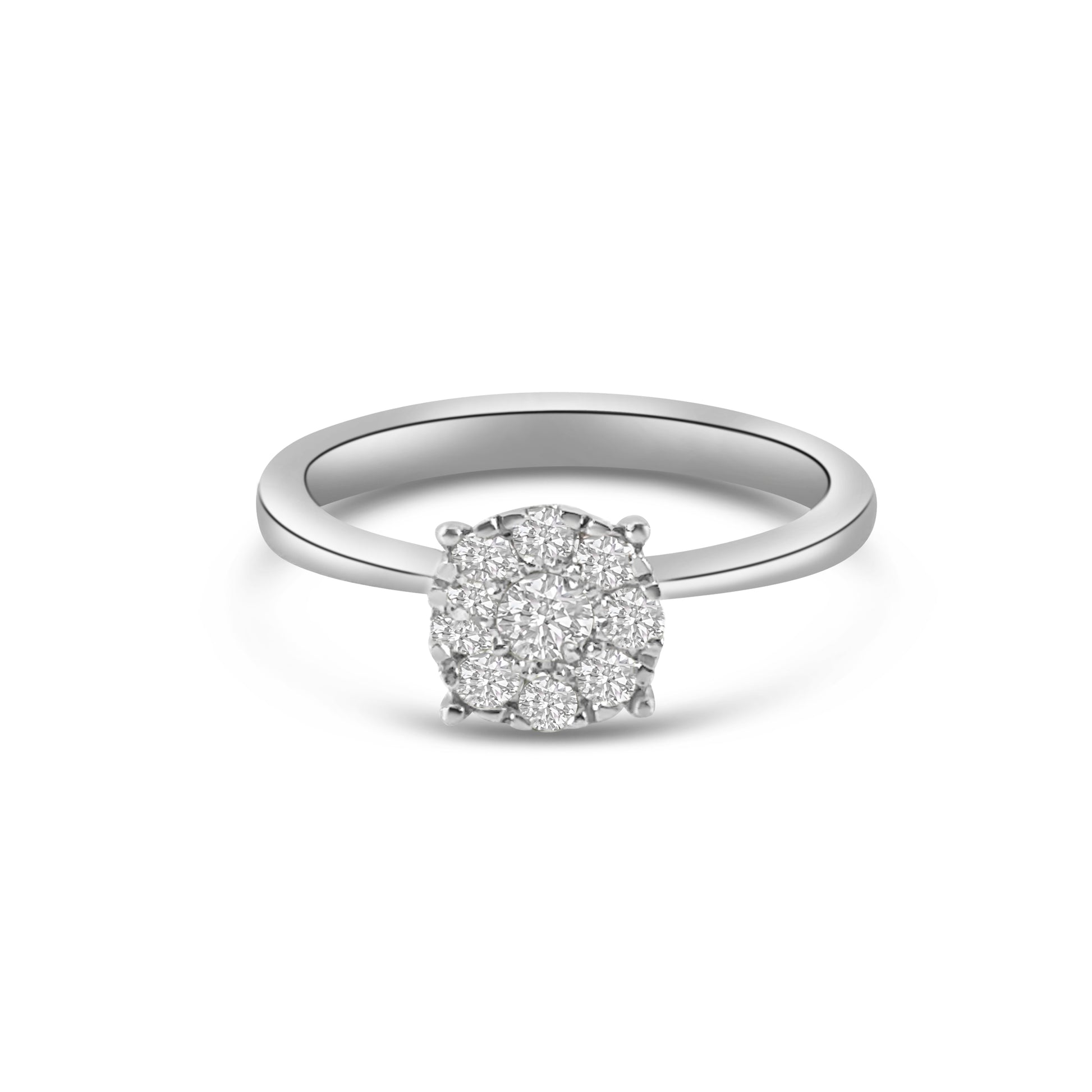 9kt Cluster Solitaire Diamond Engagement Ring