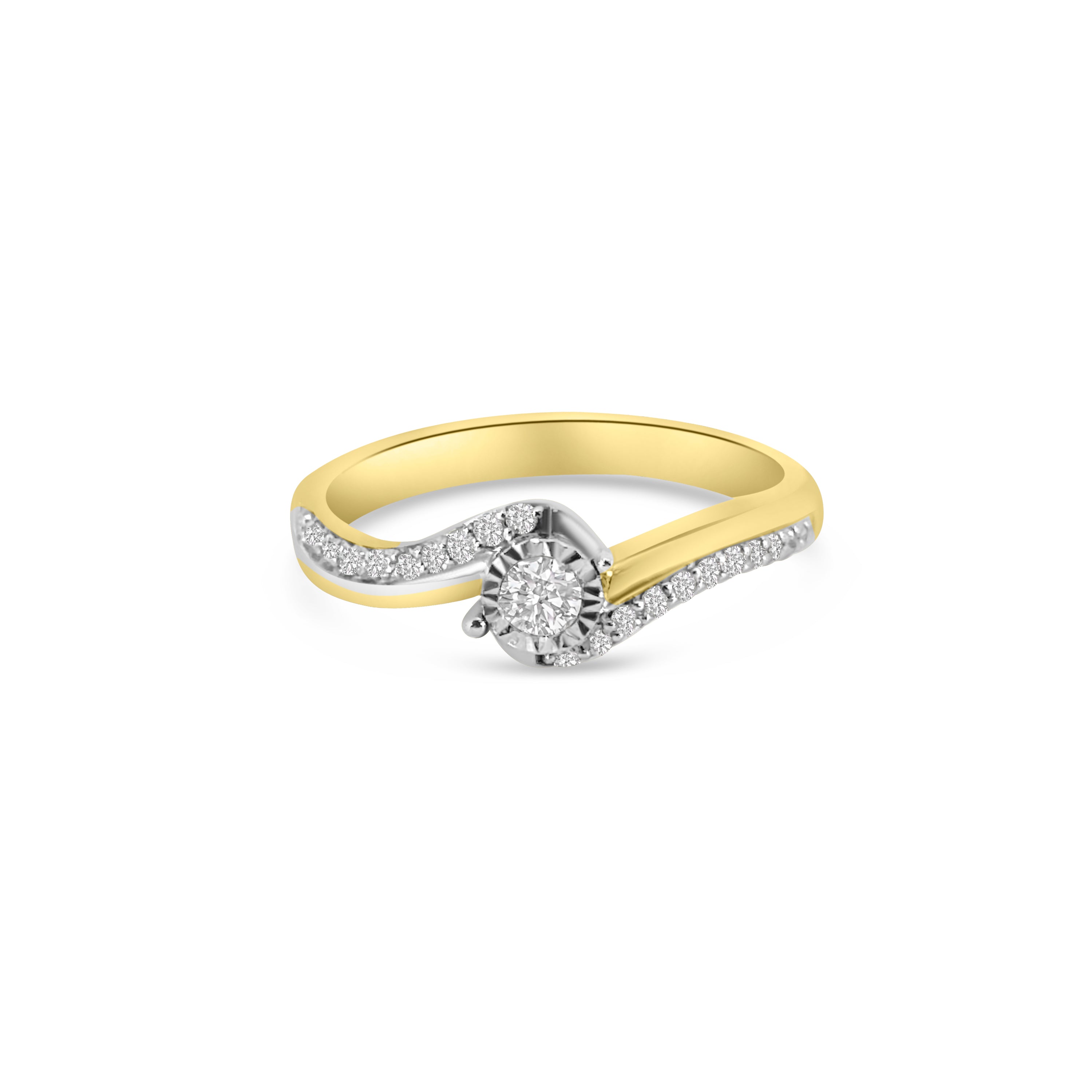 9kt Diamond Twist Solitaire Engagement Ring