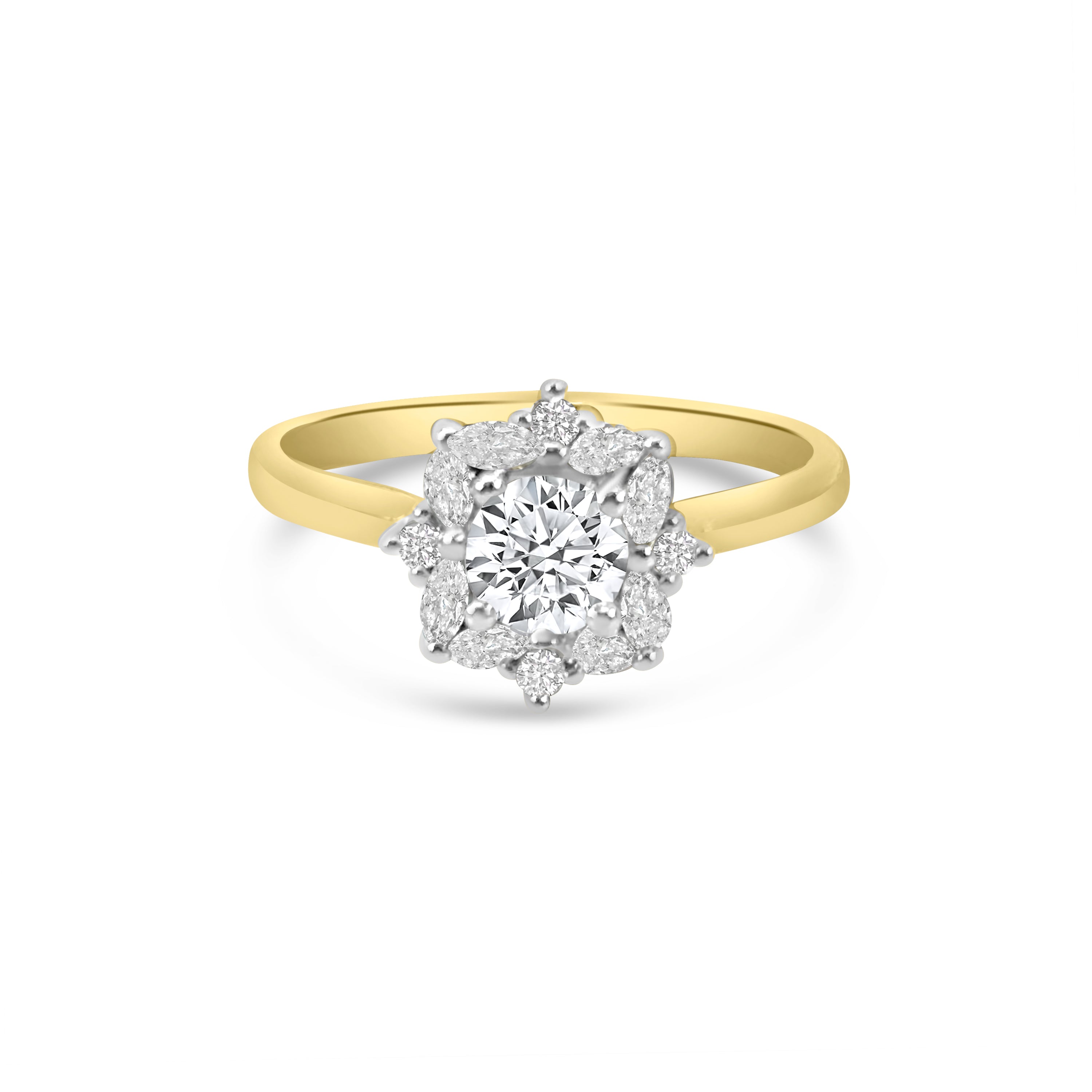 18kt Brilliant and Marquise Cluster Engagement Ring