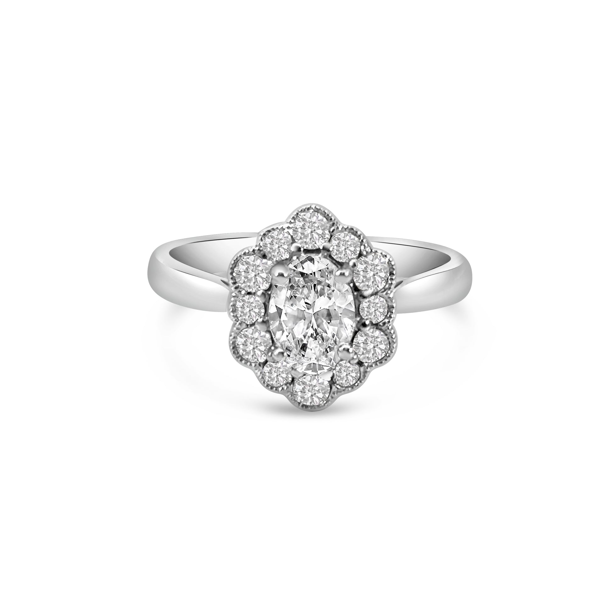Platinum Oval Halo Engagement Ring