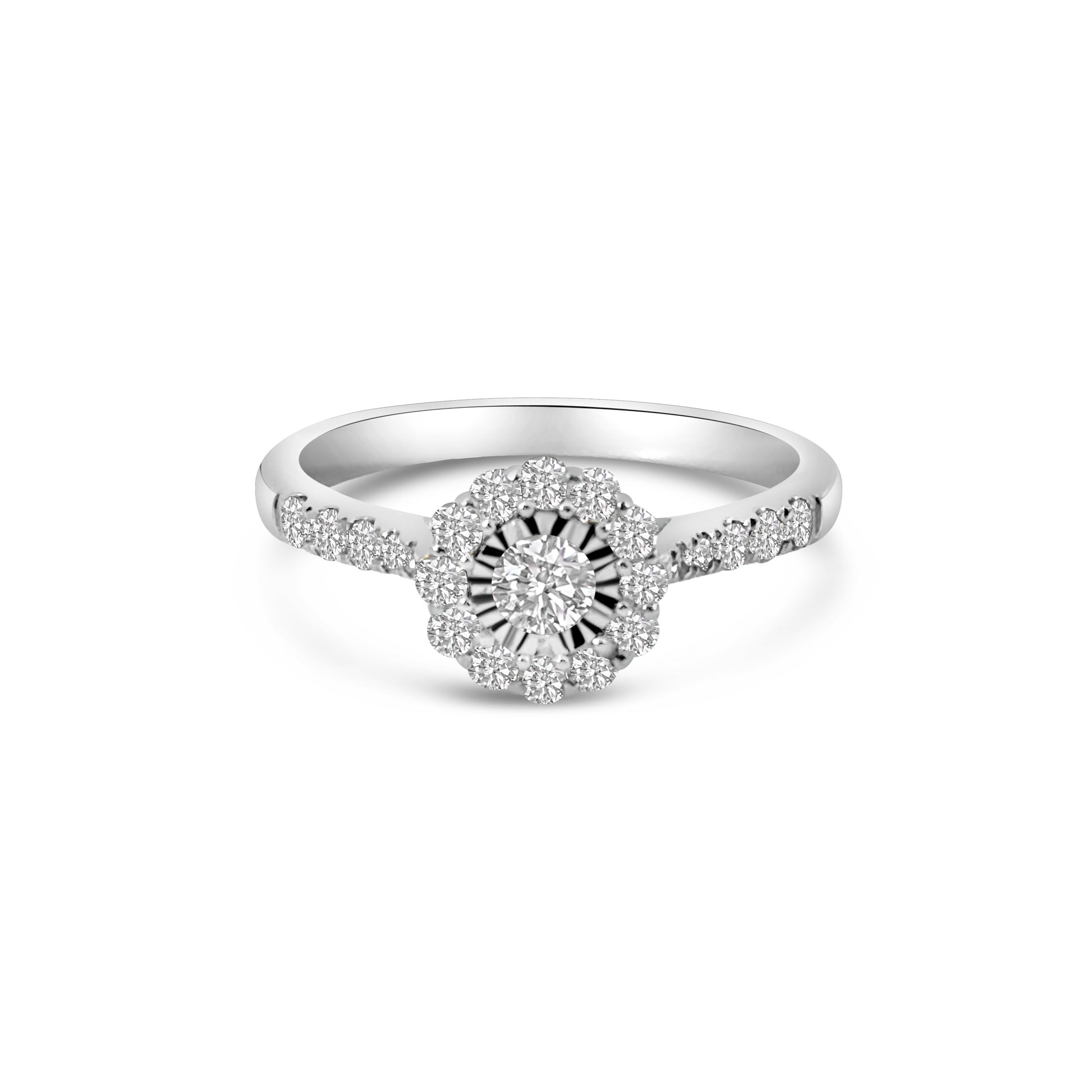 9kt Diamond Halo Engagement Ring