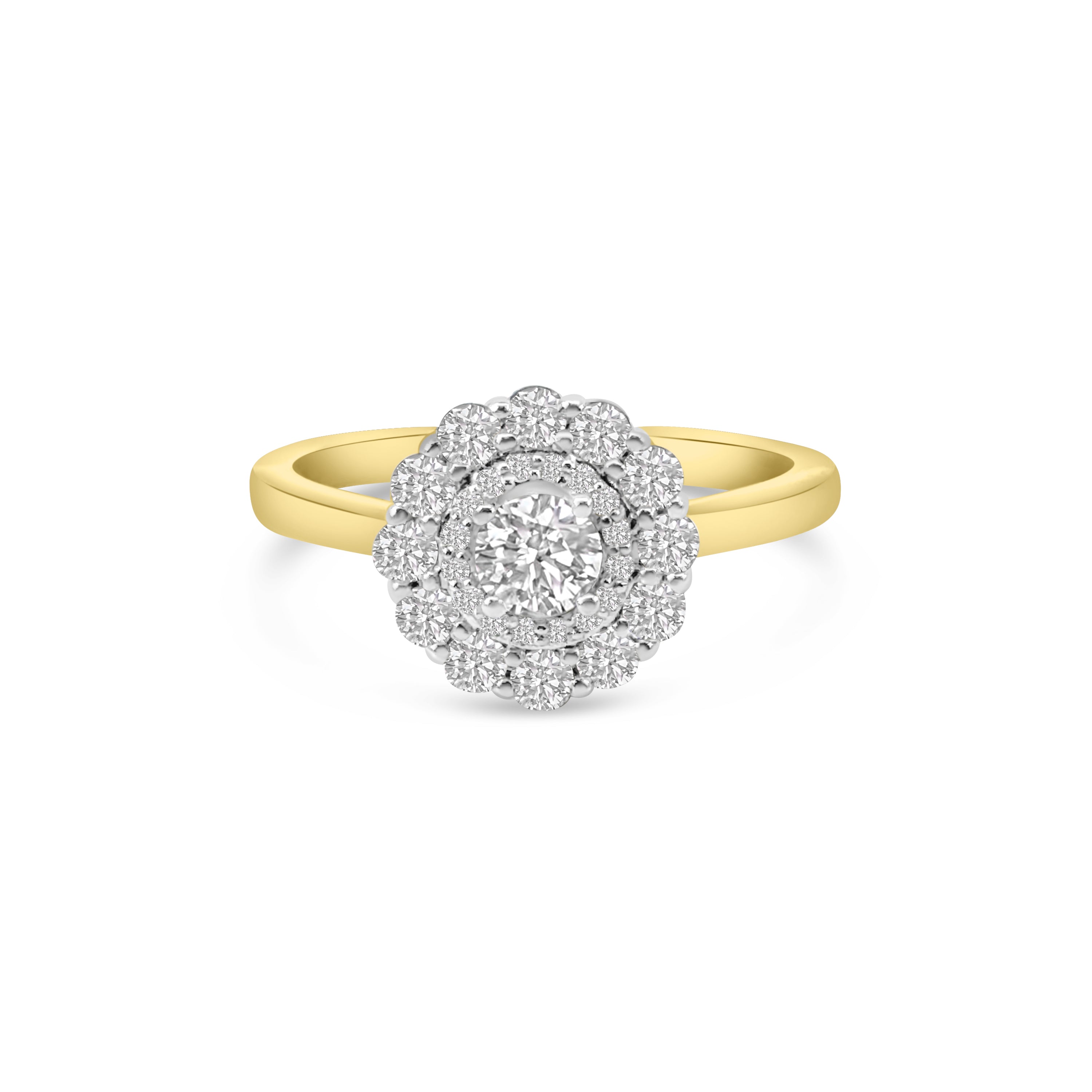 18kt Round Halo Engagement Ring