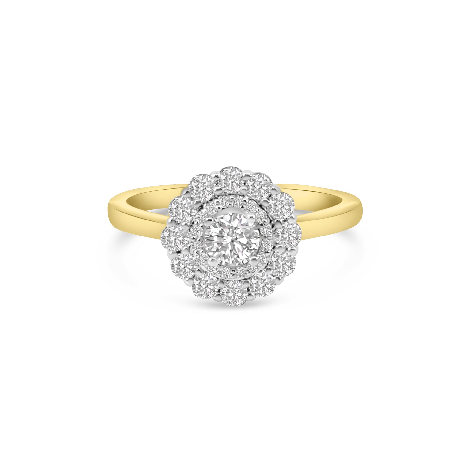 18kt Round Halo Engagement Ring