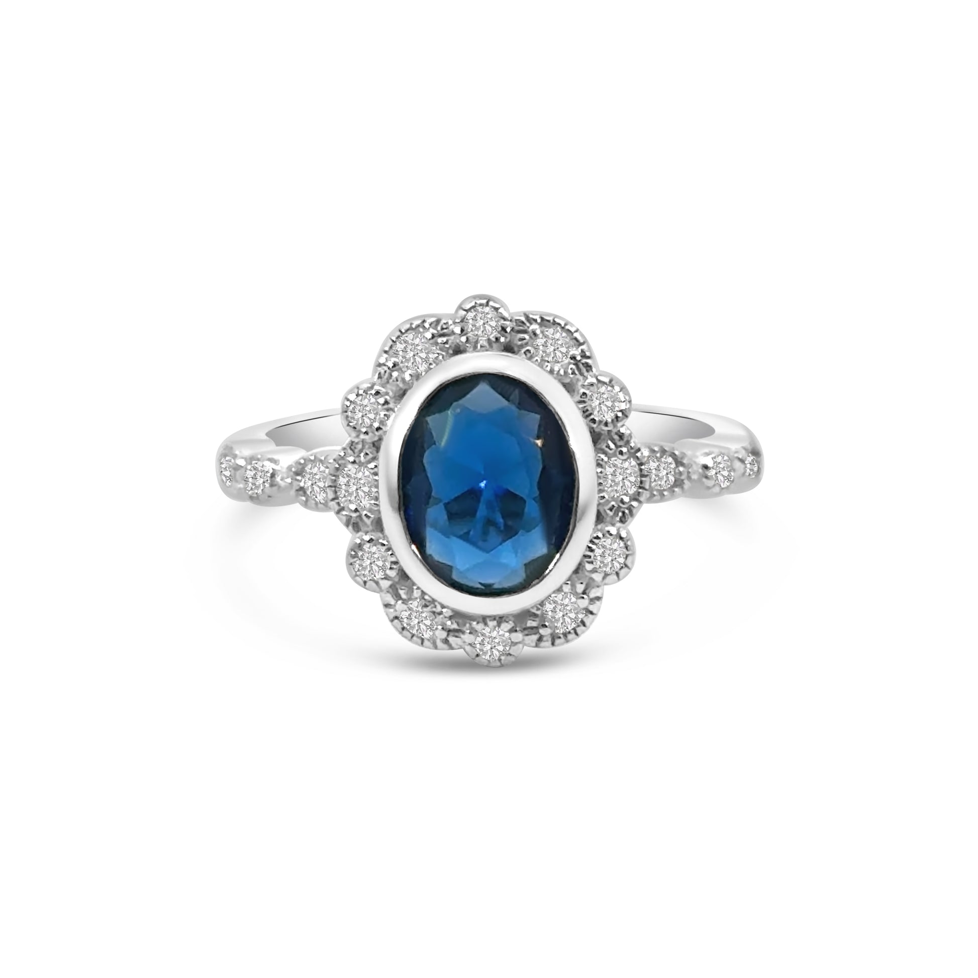 Blue Oval CZ Dress Ring