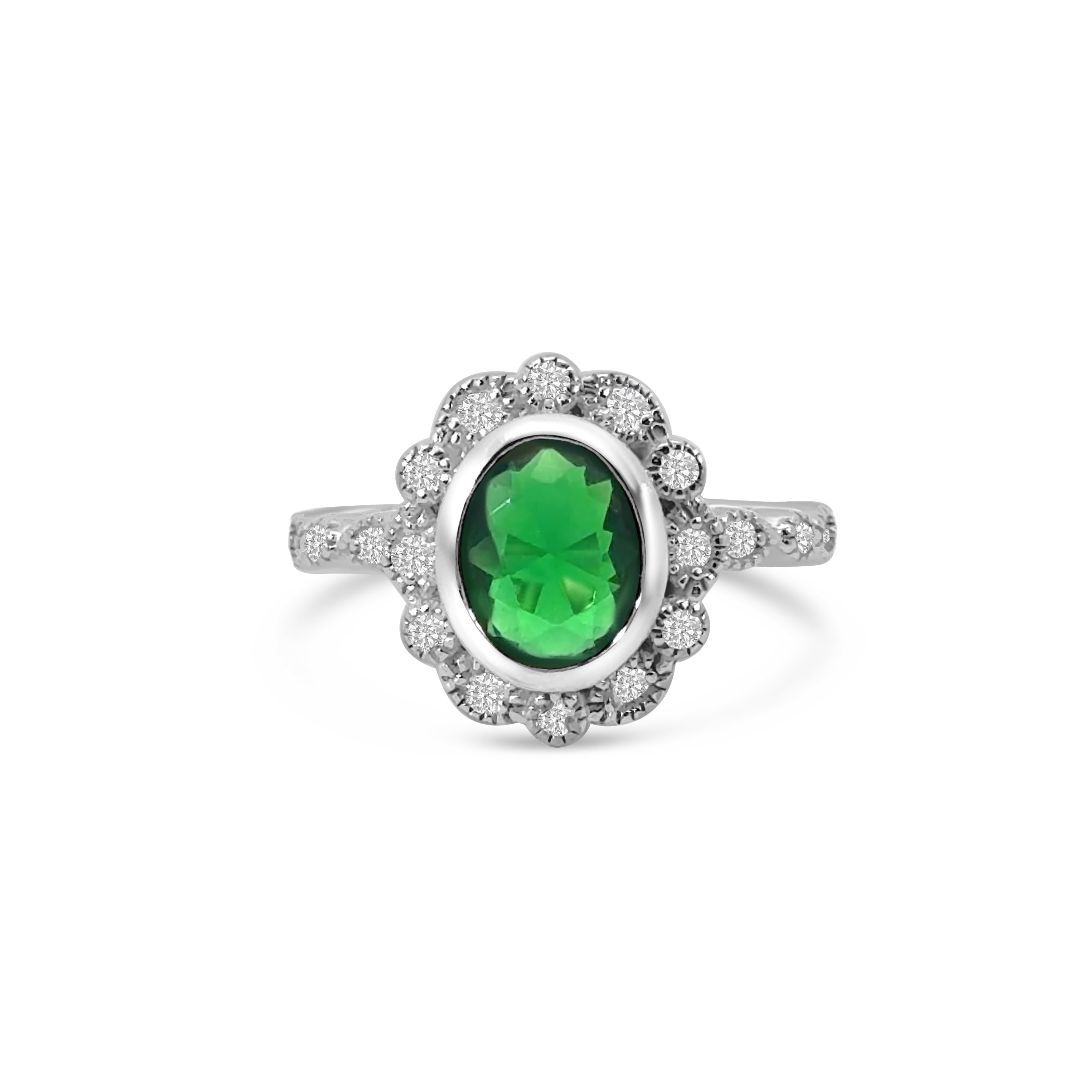 Green Oval CZ Dress Ring