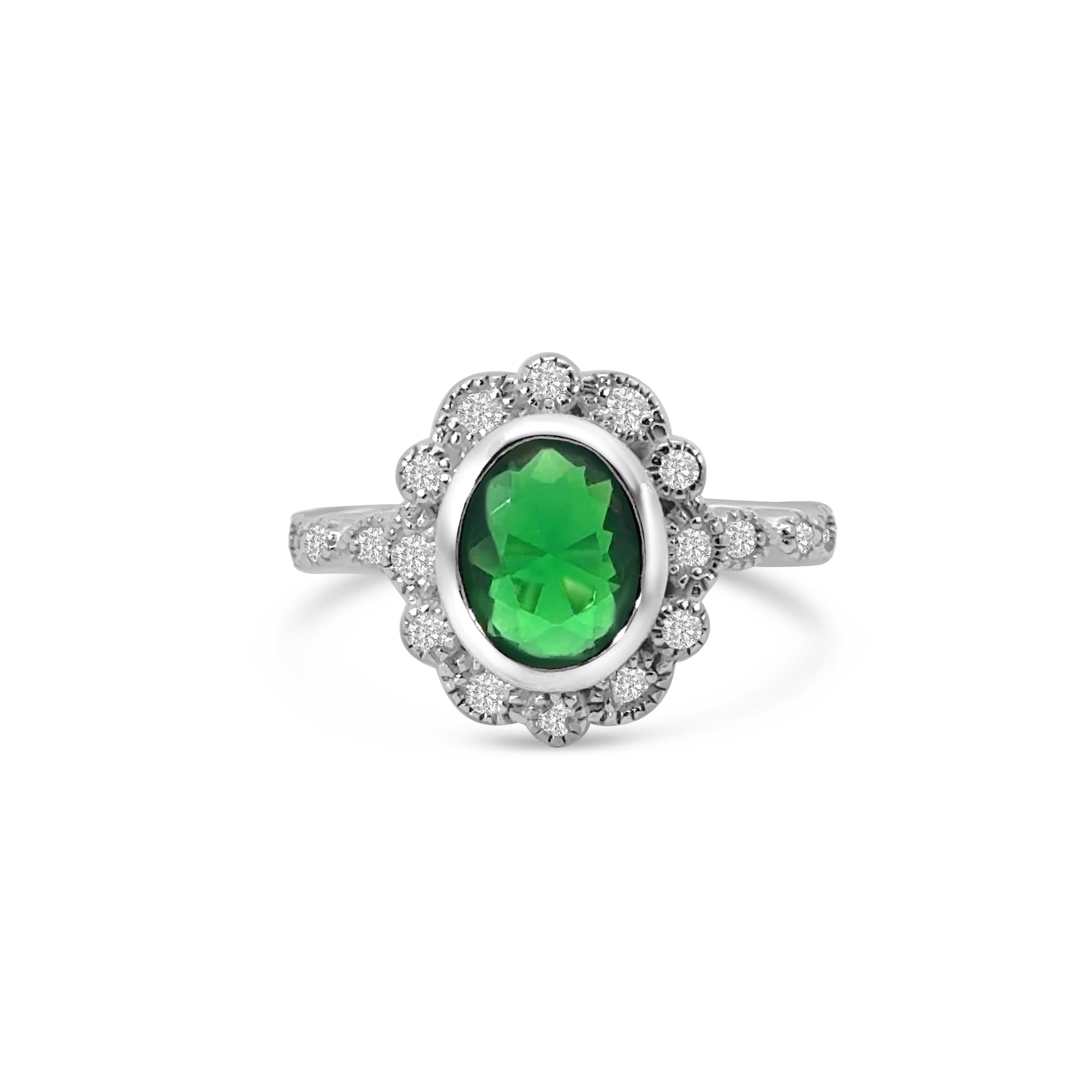 Green Oval CZ Dress Ring