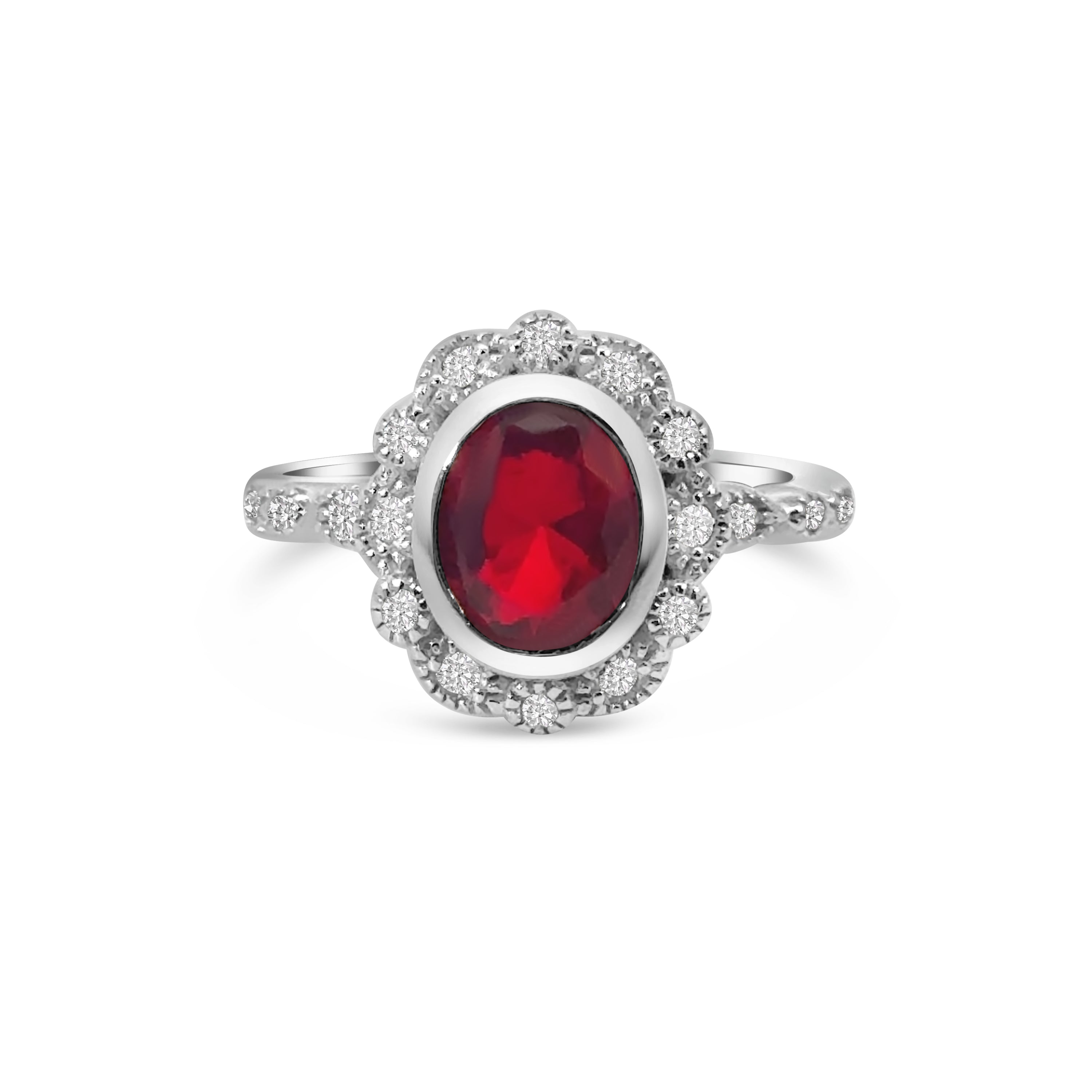 Red Oval CZ Dress Ring