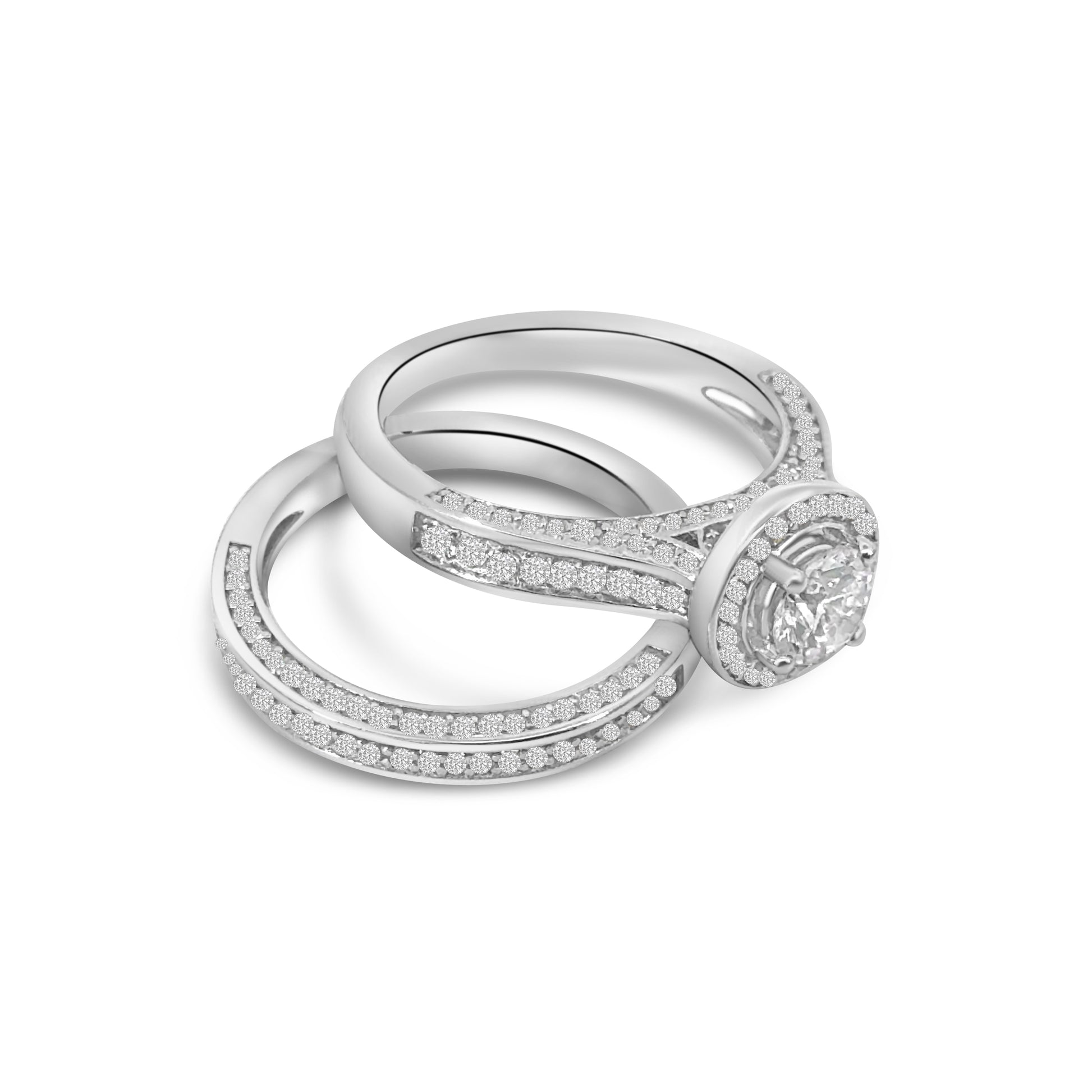 Halo CZ Double Set Rings