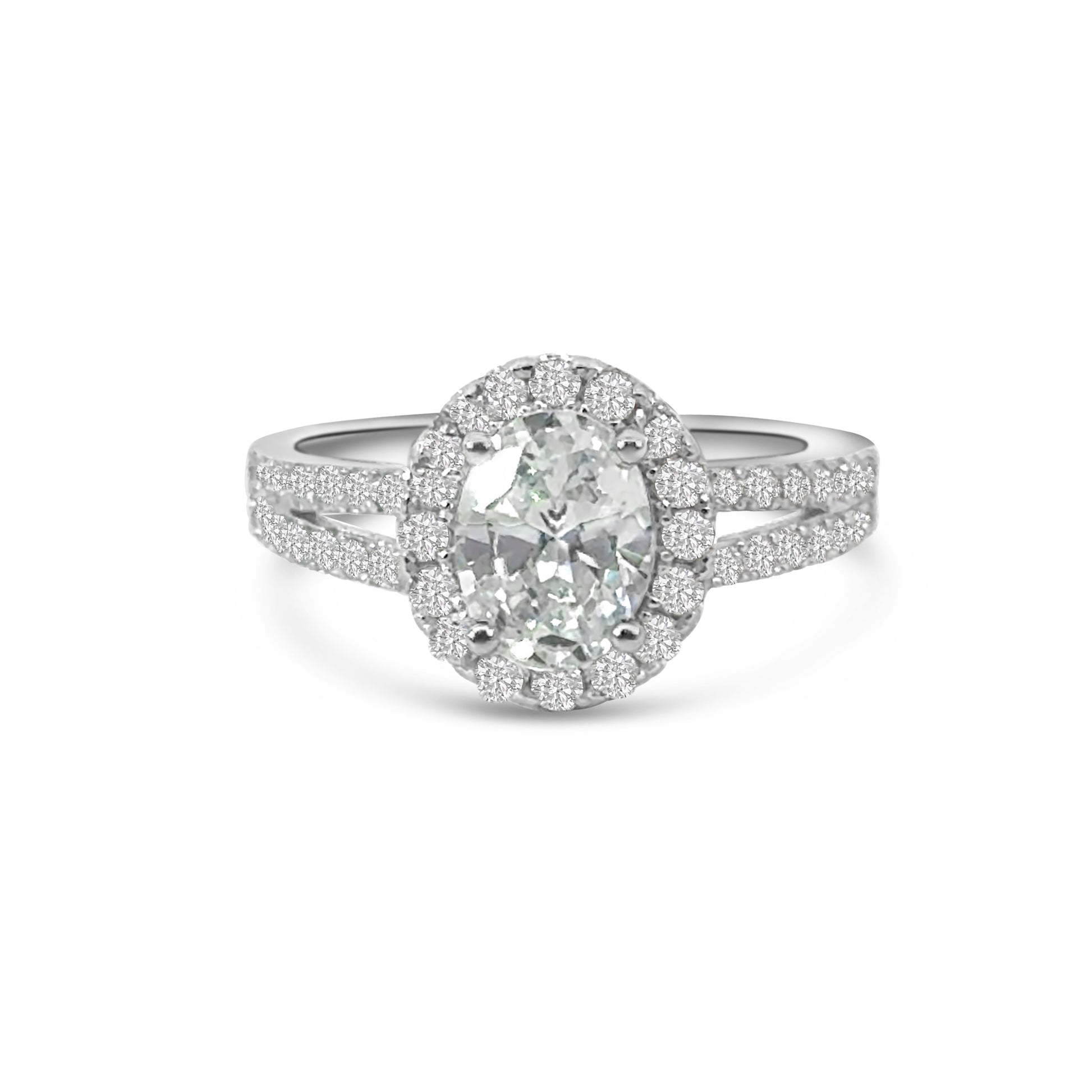 Oval CZ Halo Ring