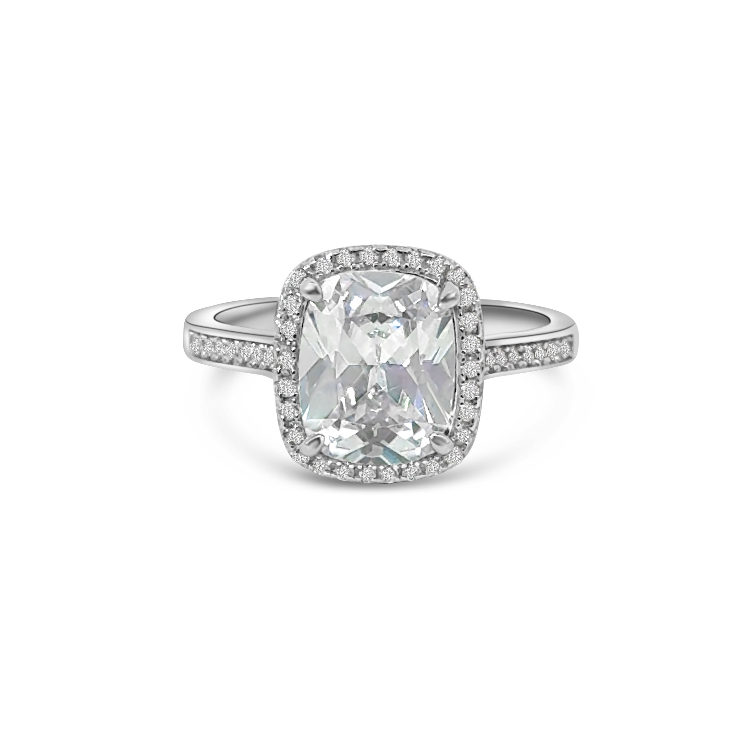 Cushion CZ Halo Ring