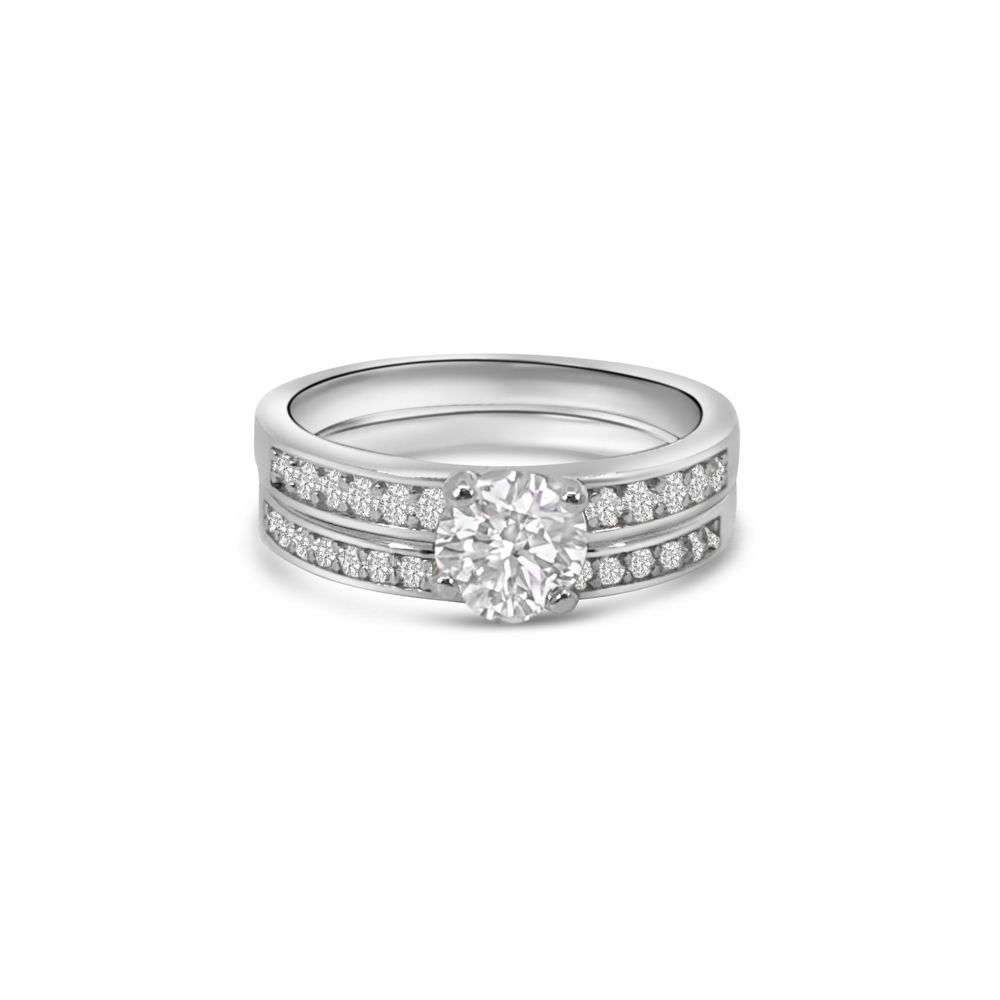 Solitaire CZ Double Set Rings