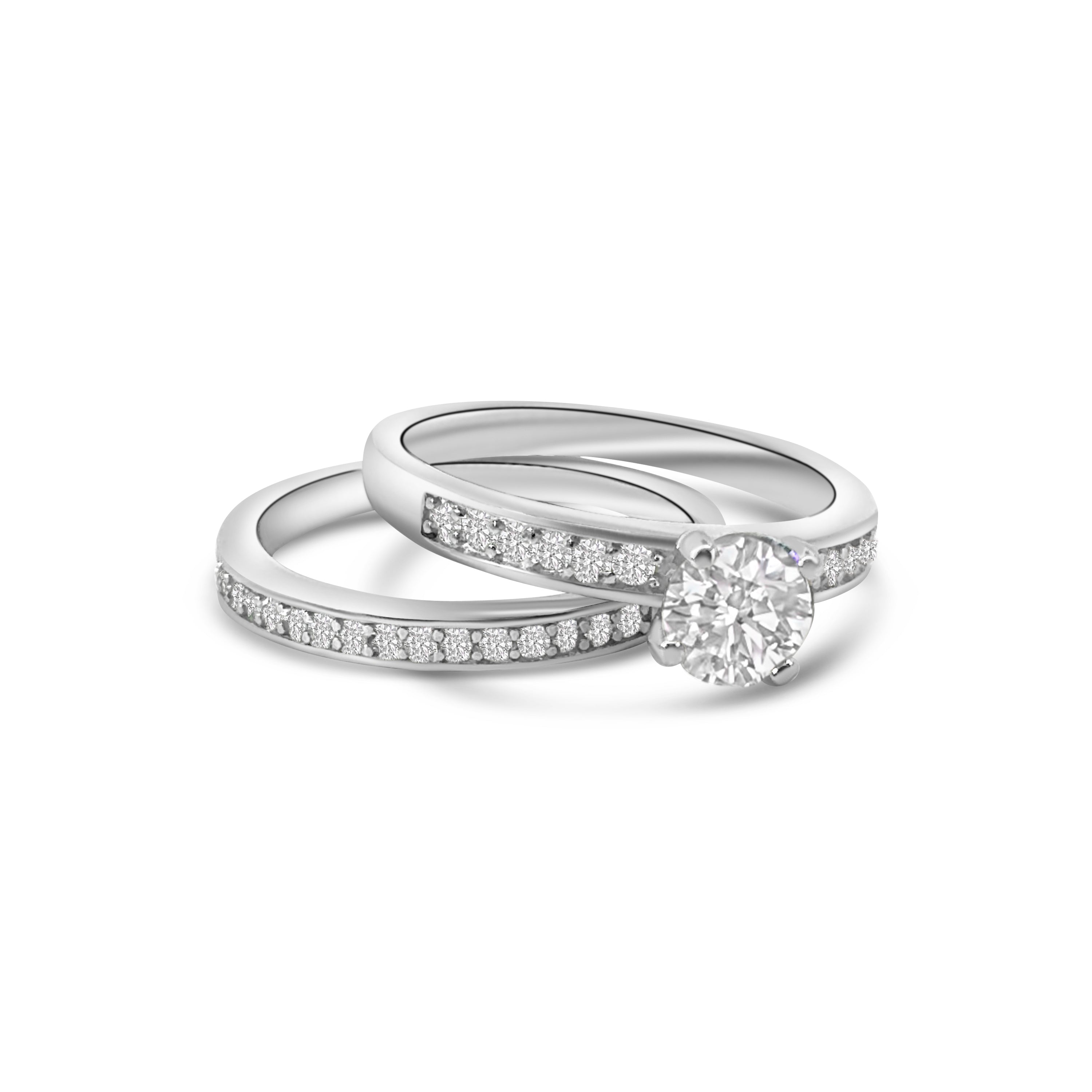 Solitaire CZ Double Set Rings