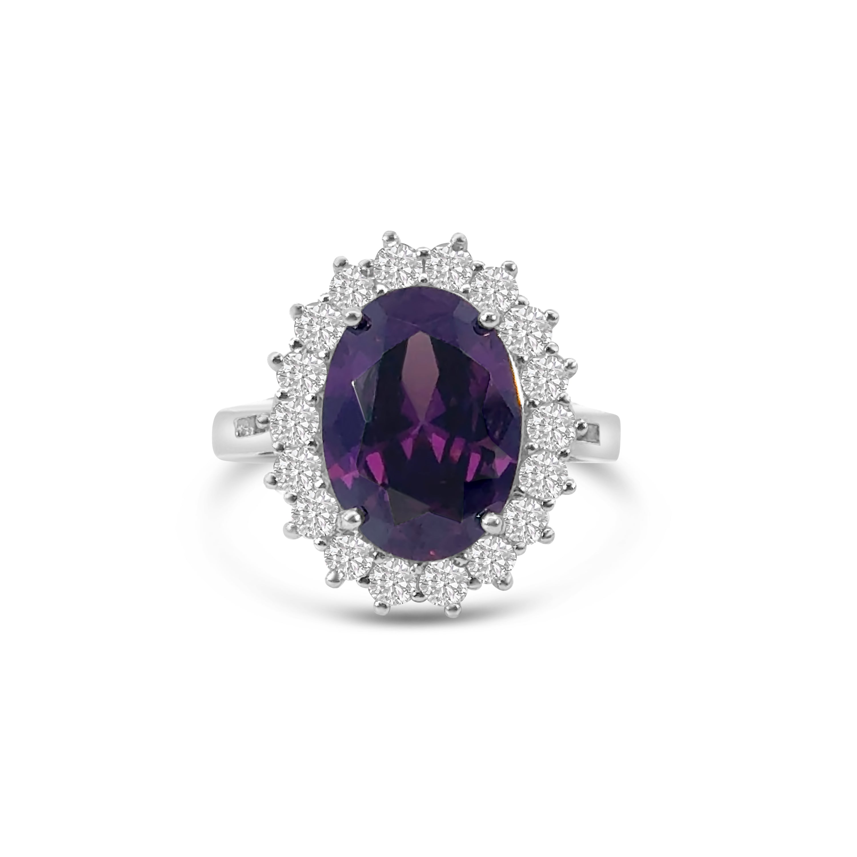 Purple CZ Cluster Dress Ring