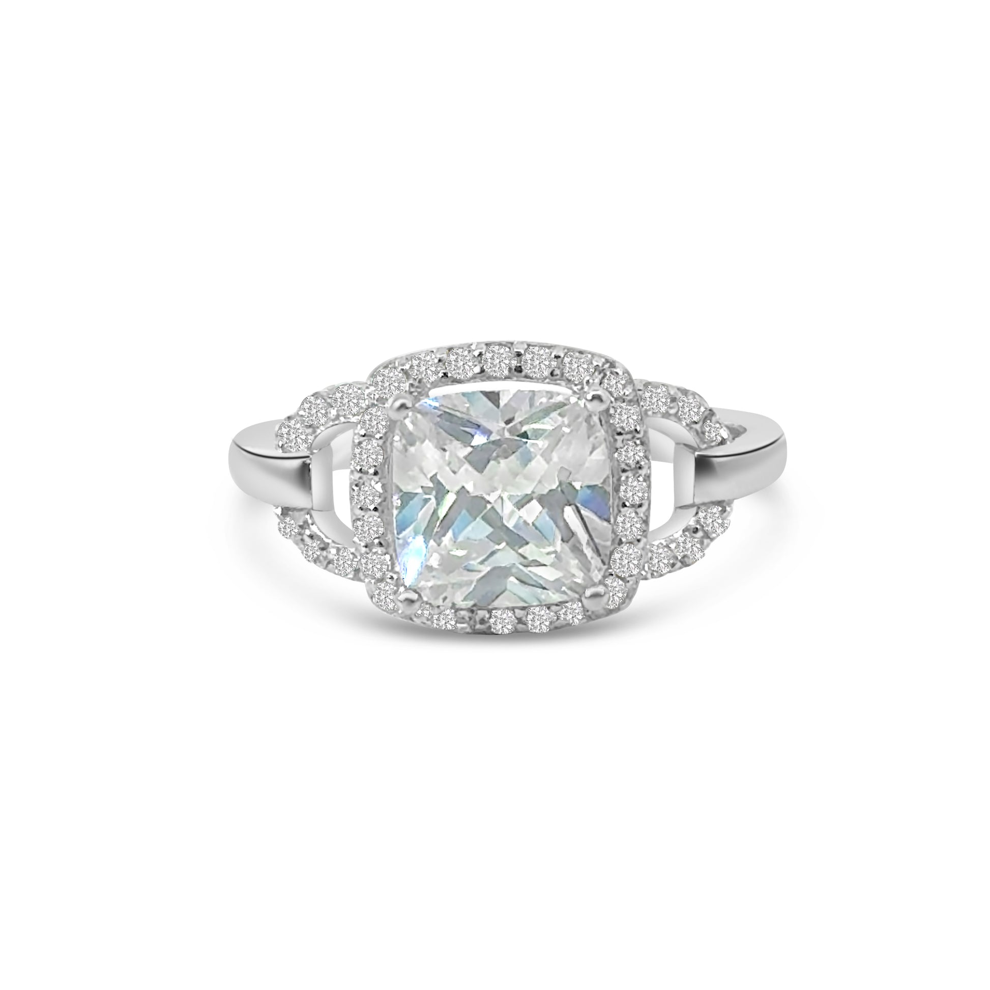 Princess Cut CZ Halo Dress Ring