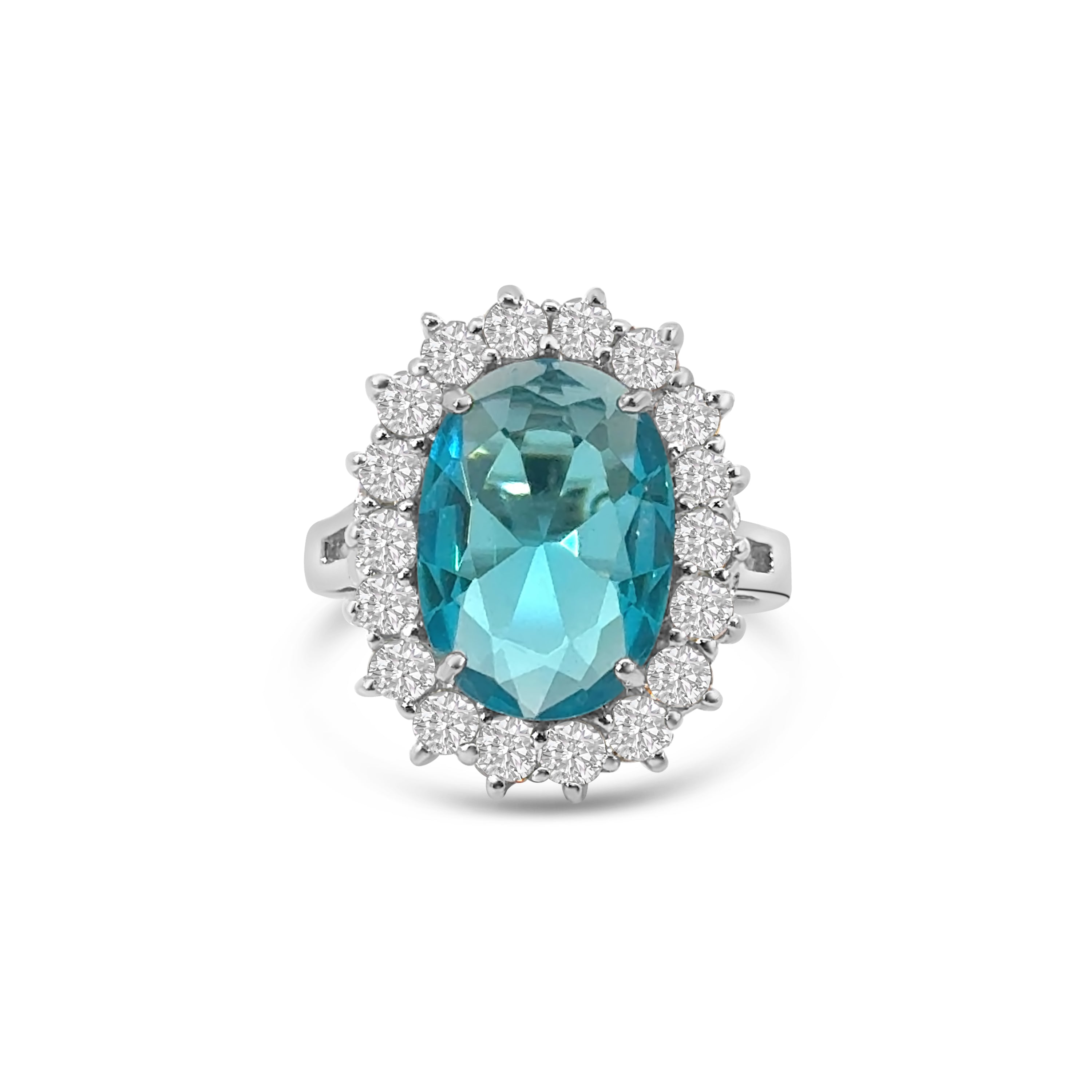 Light Blue CZ Cluster Dress Ring