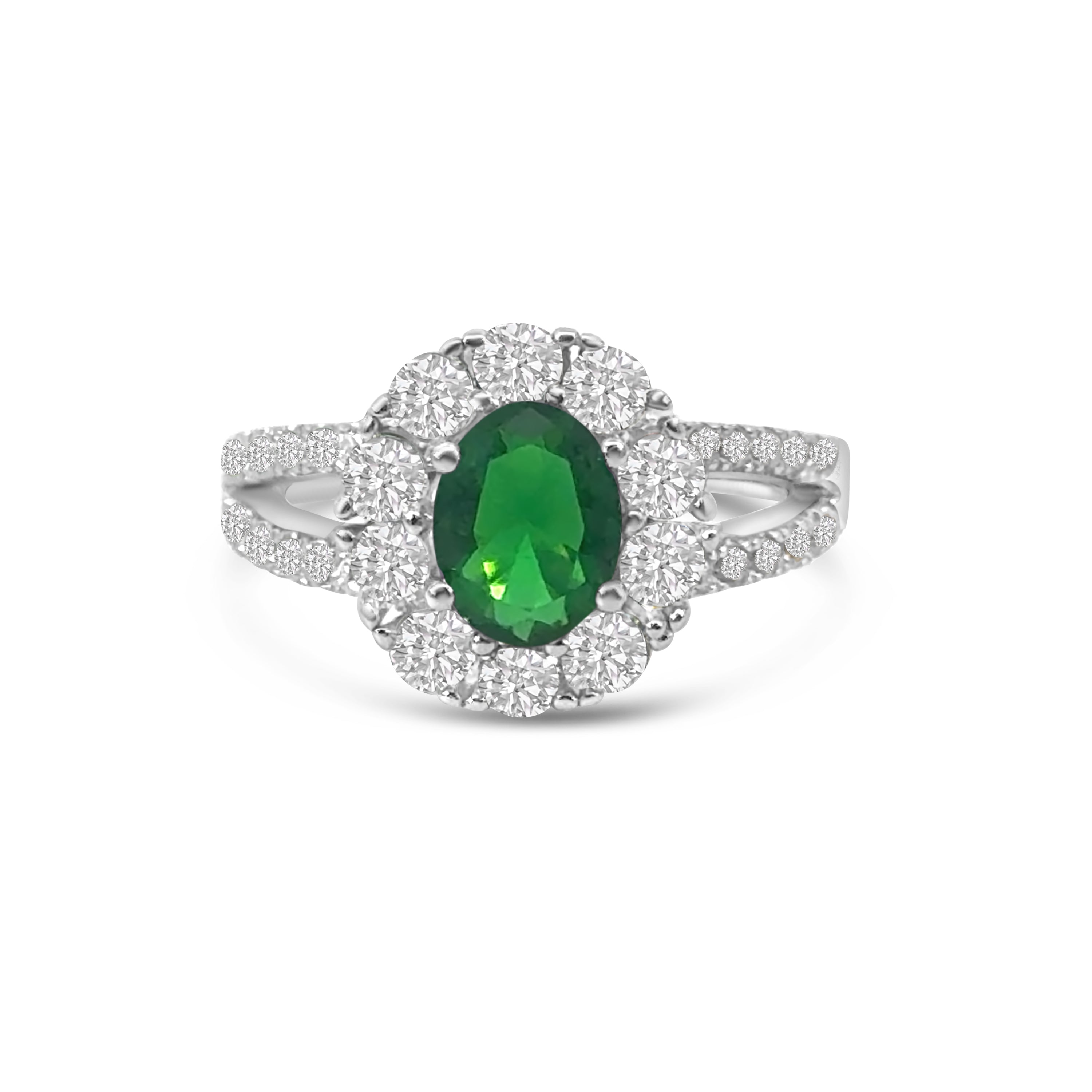 Green CZ Cluster Dress Ring