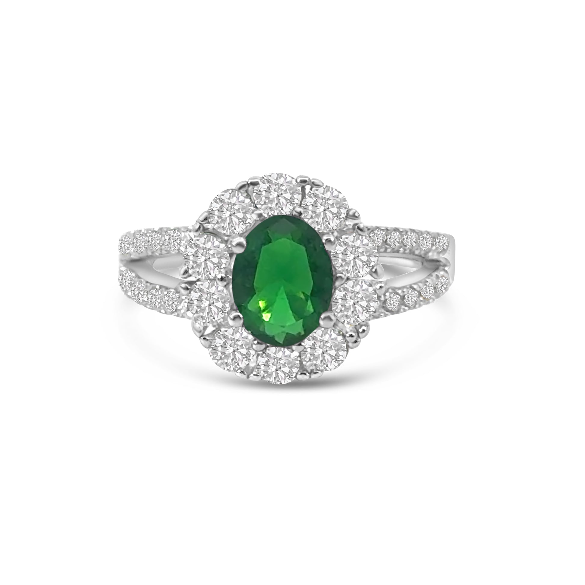 Green CZ Cluster Dress Ring