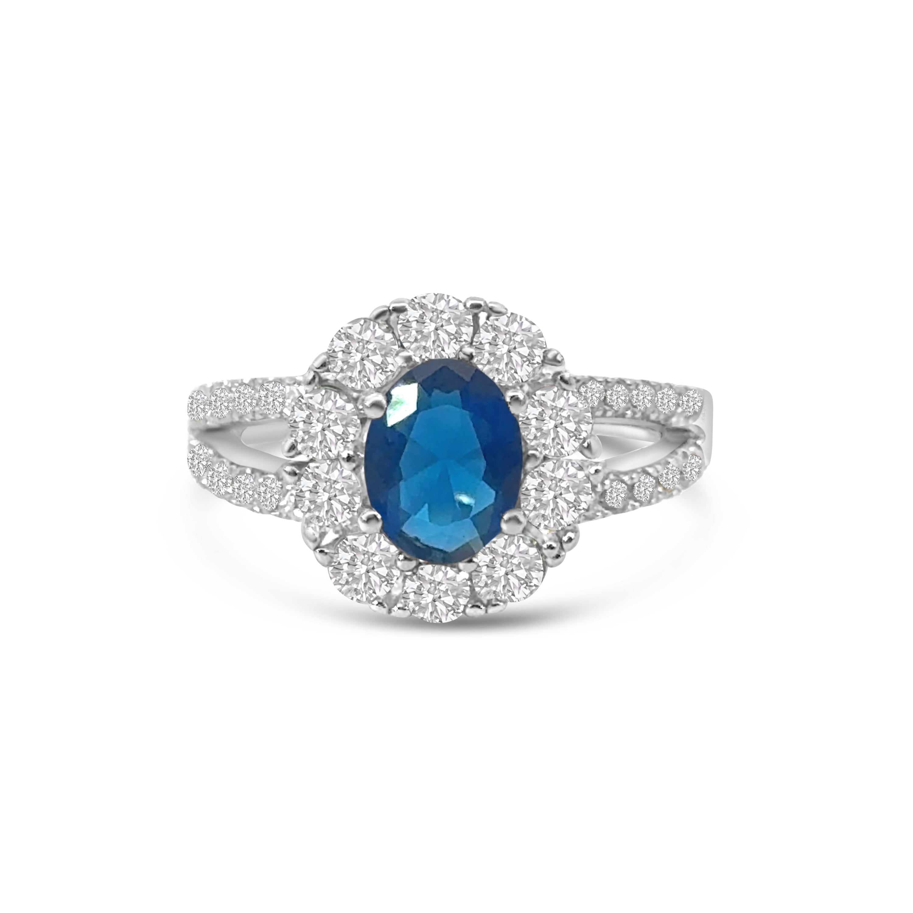Blue CZ Cluster Dress Ring