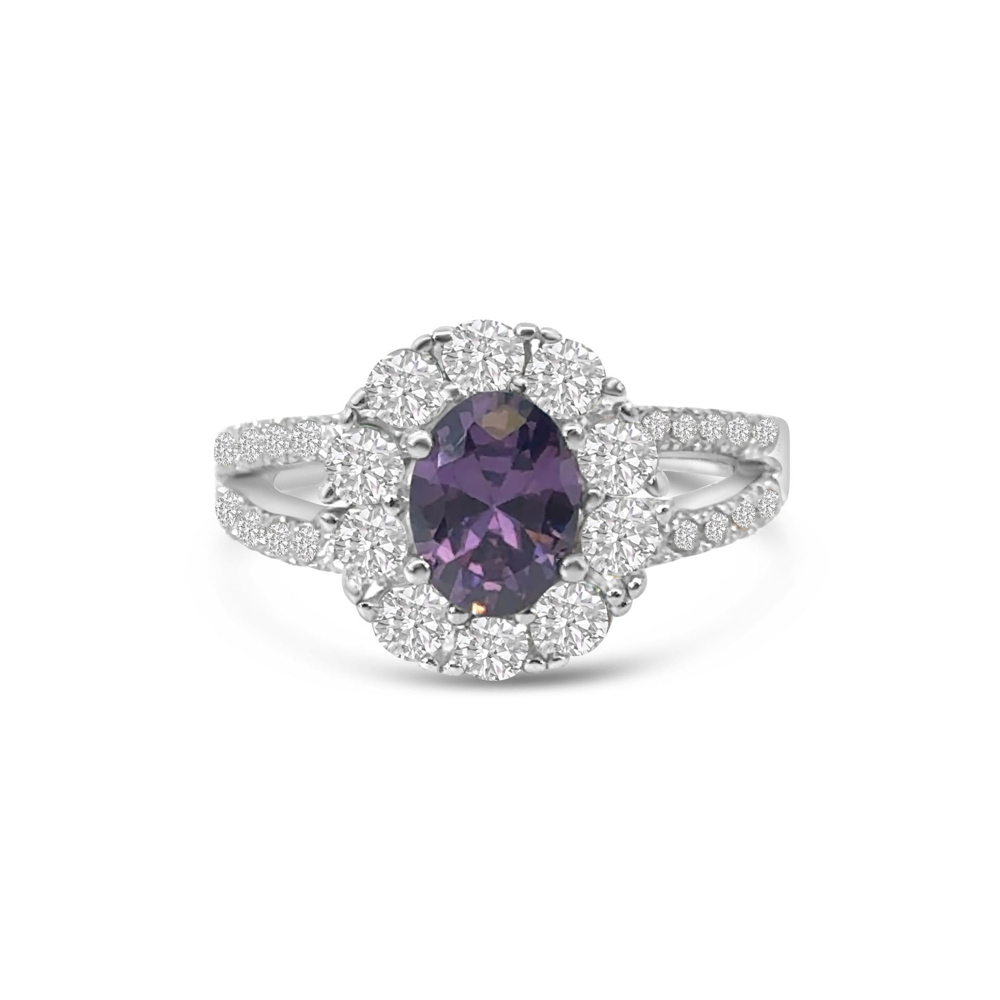 Purple CZ Cluster Dress Ring