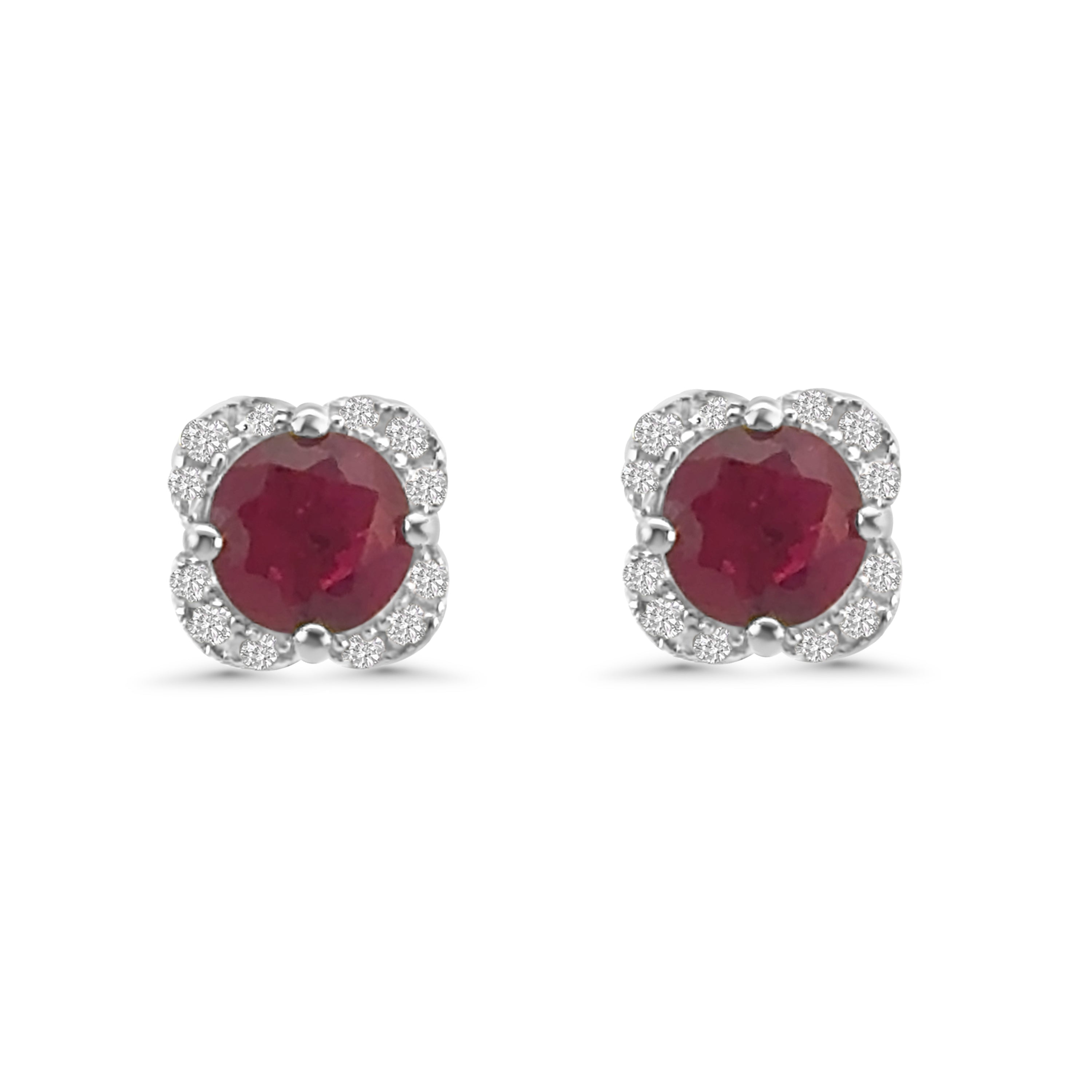 Red CZ Clover Cluster Earrings