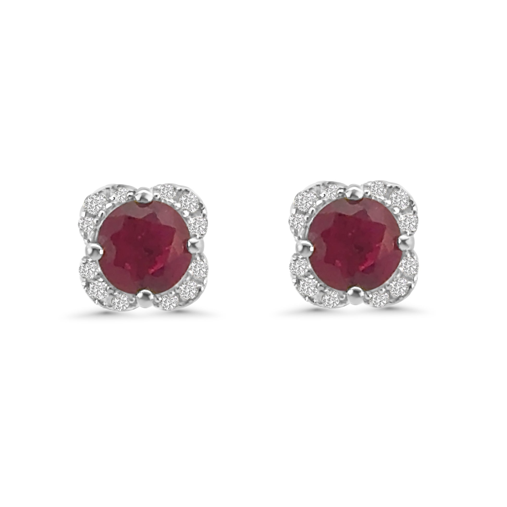 Red CZ Clover Cluster Earrings