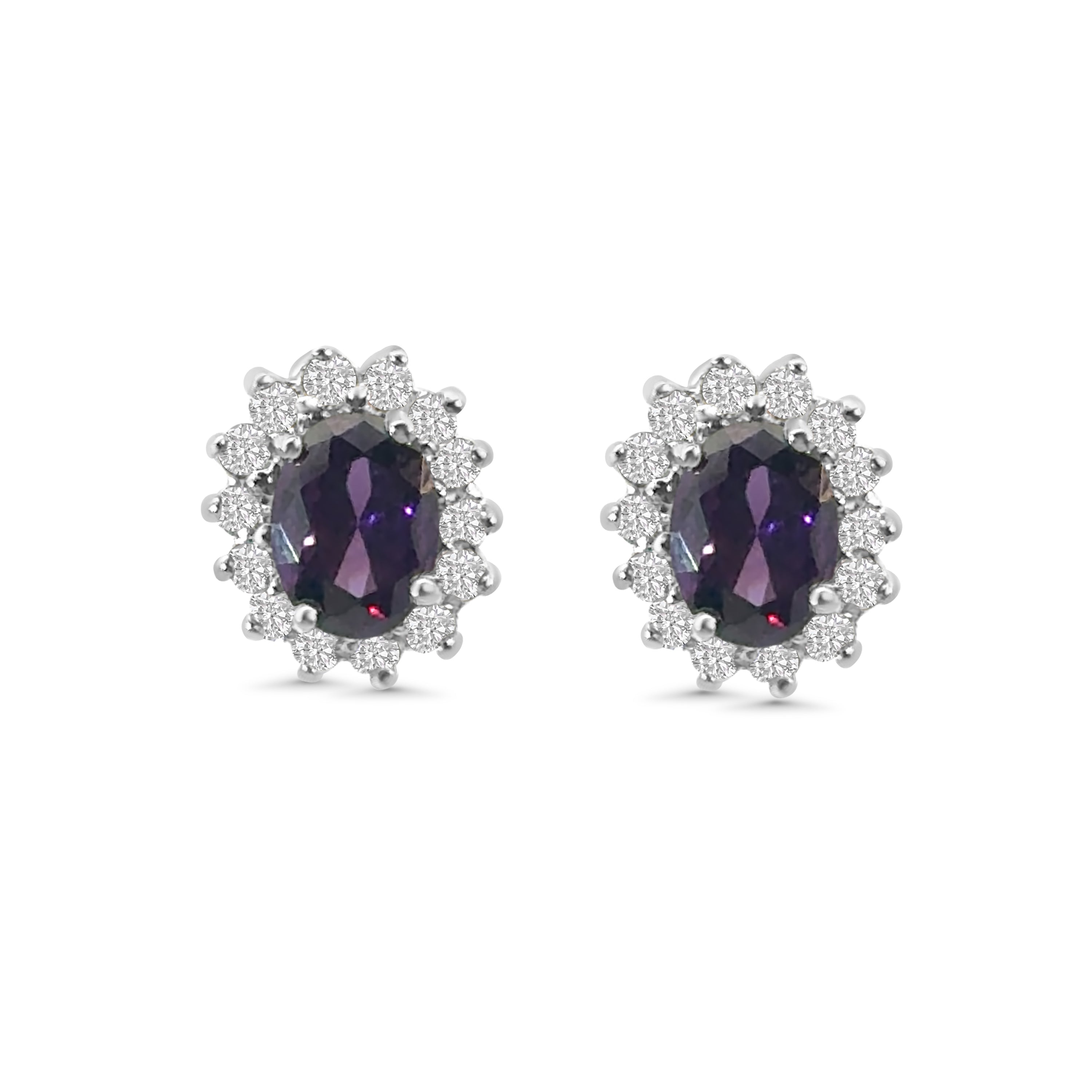 Purple CZ Cluster Earrings