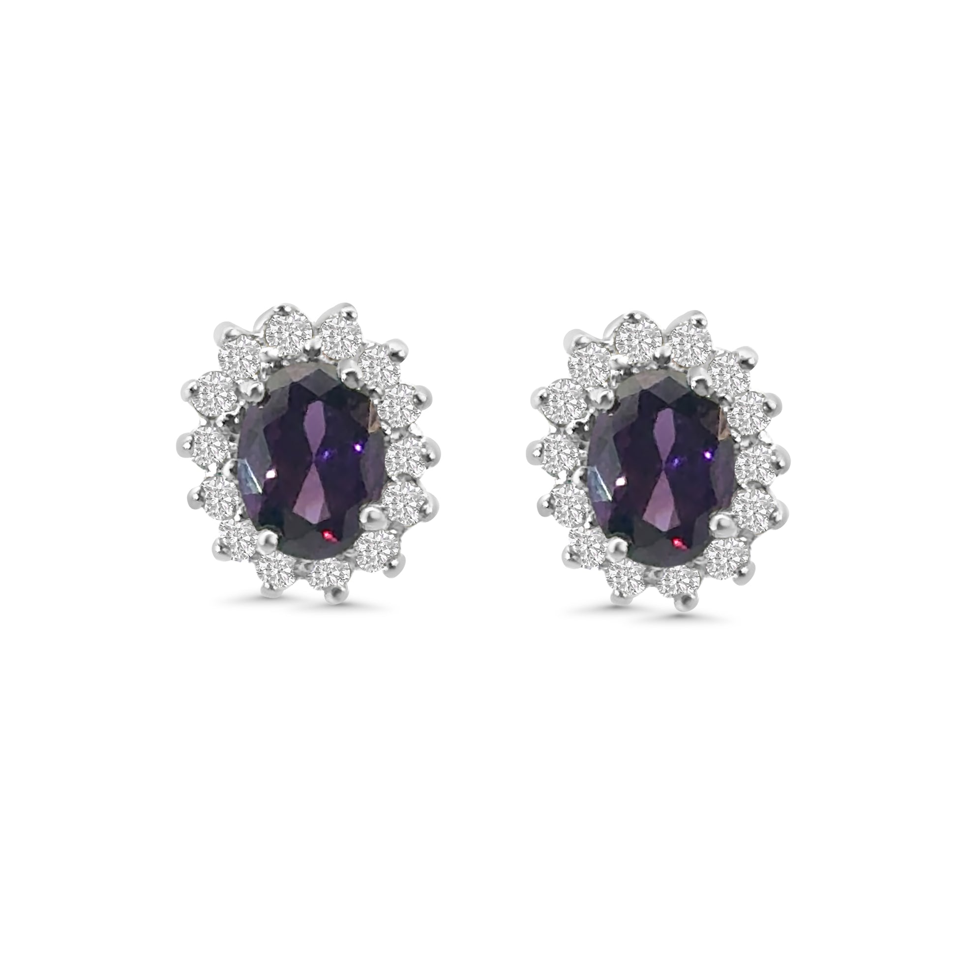 Purple CZ Cluster Earrings