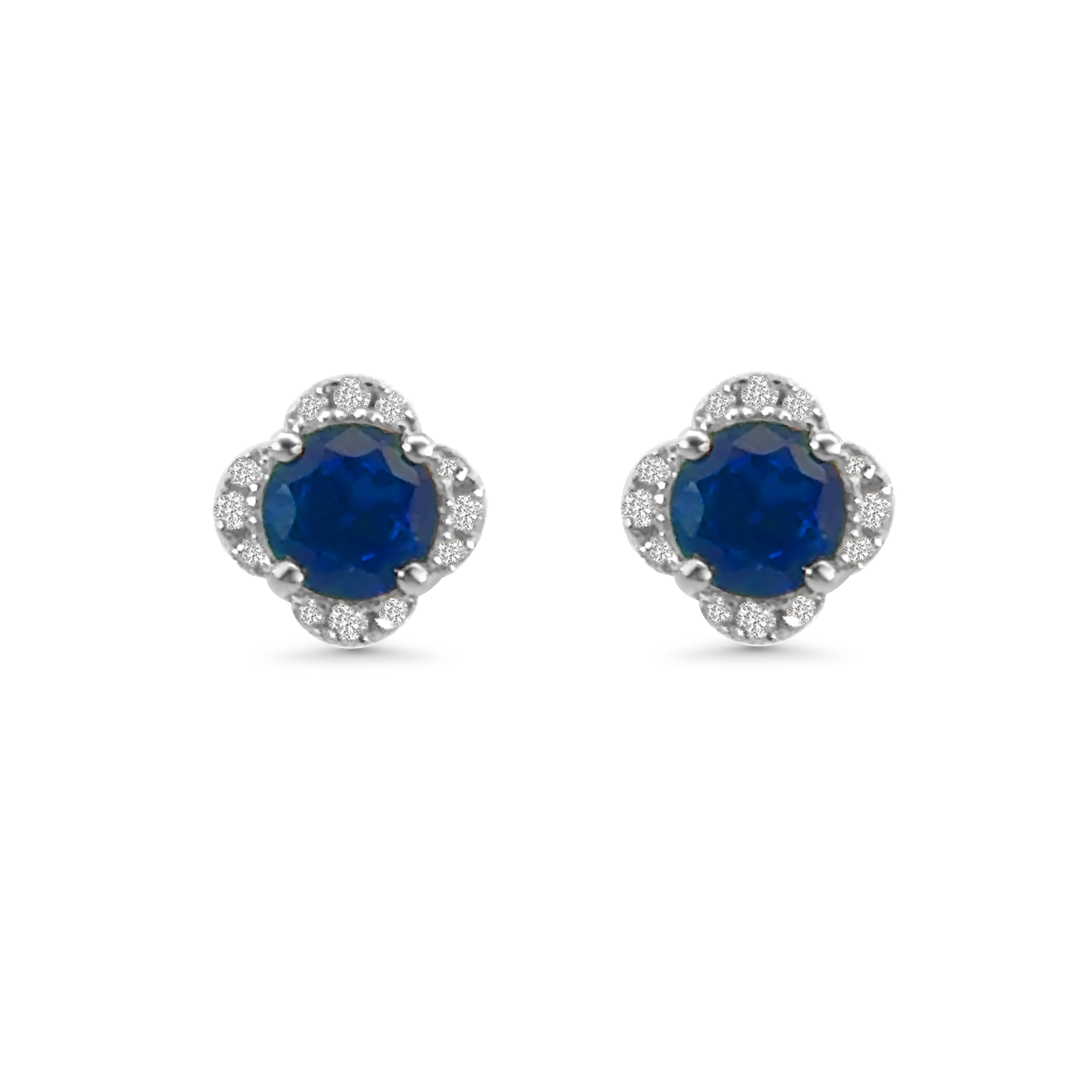 Blue CZ Clover Cluster Earrings