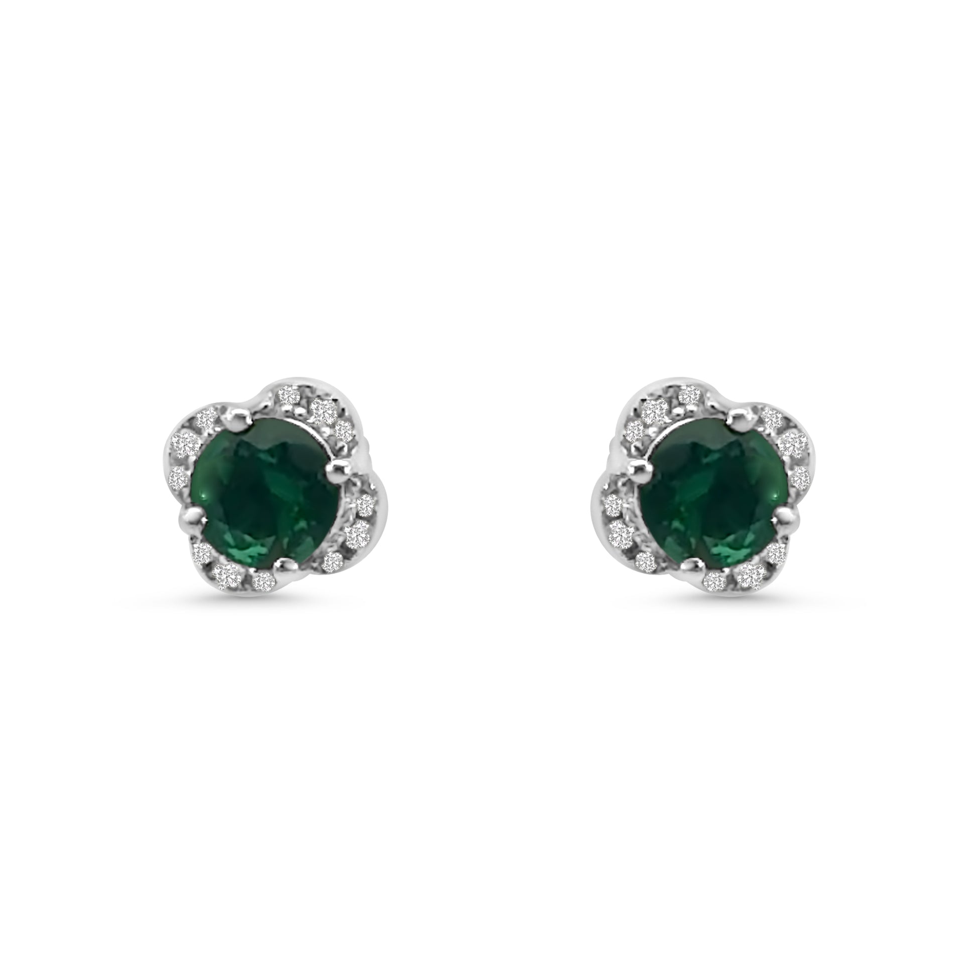 Green CZ Clover Cluster Earrings