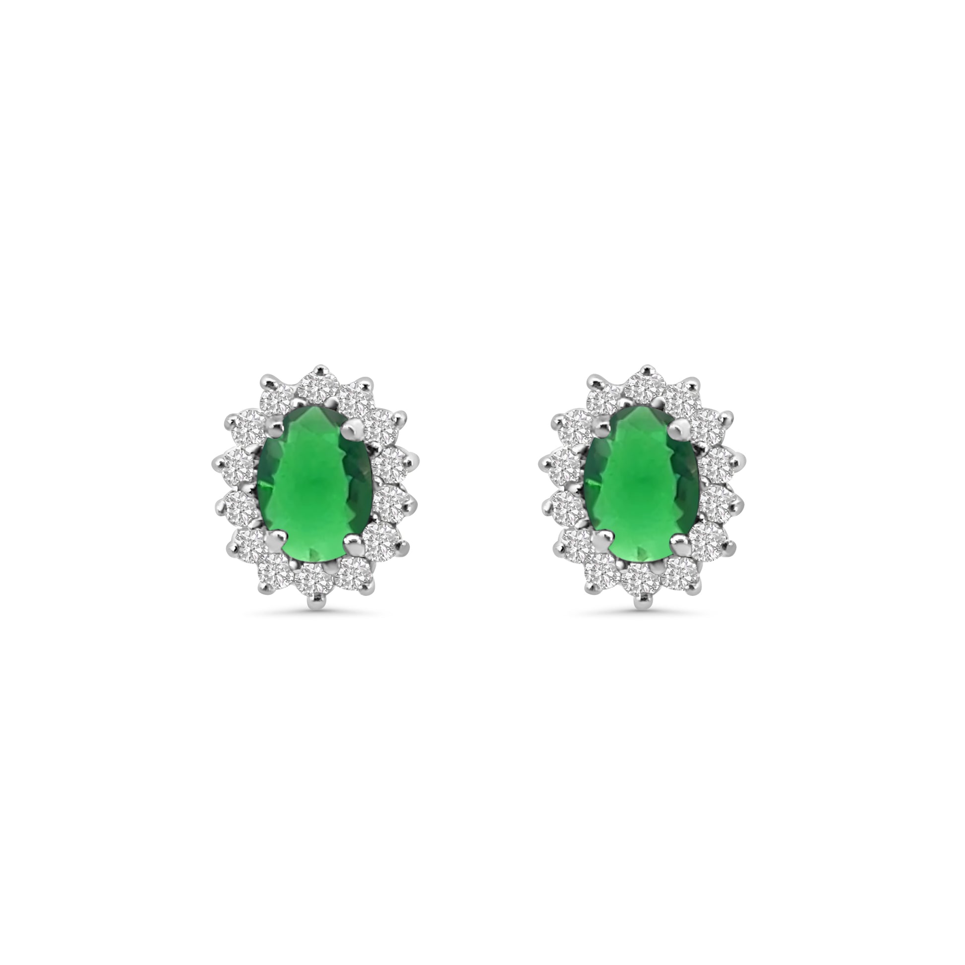 Green CZ Cluster Earrings