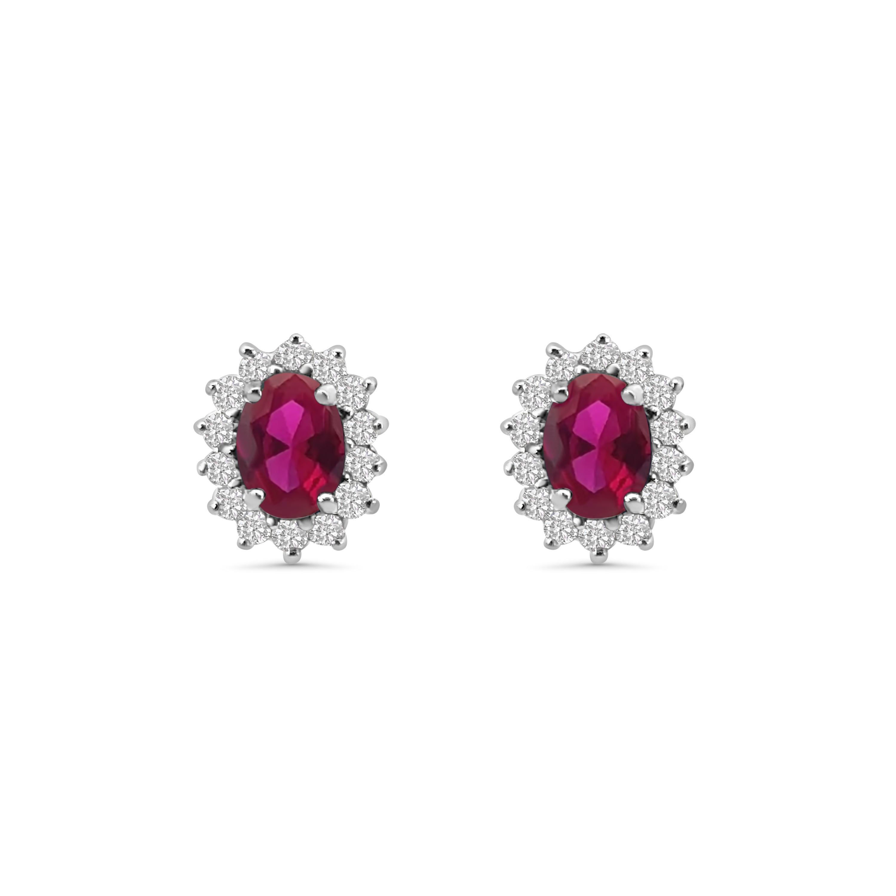Red CZ Cluster Earrings