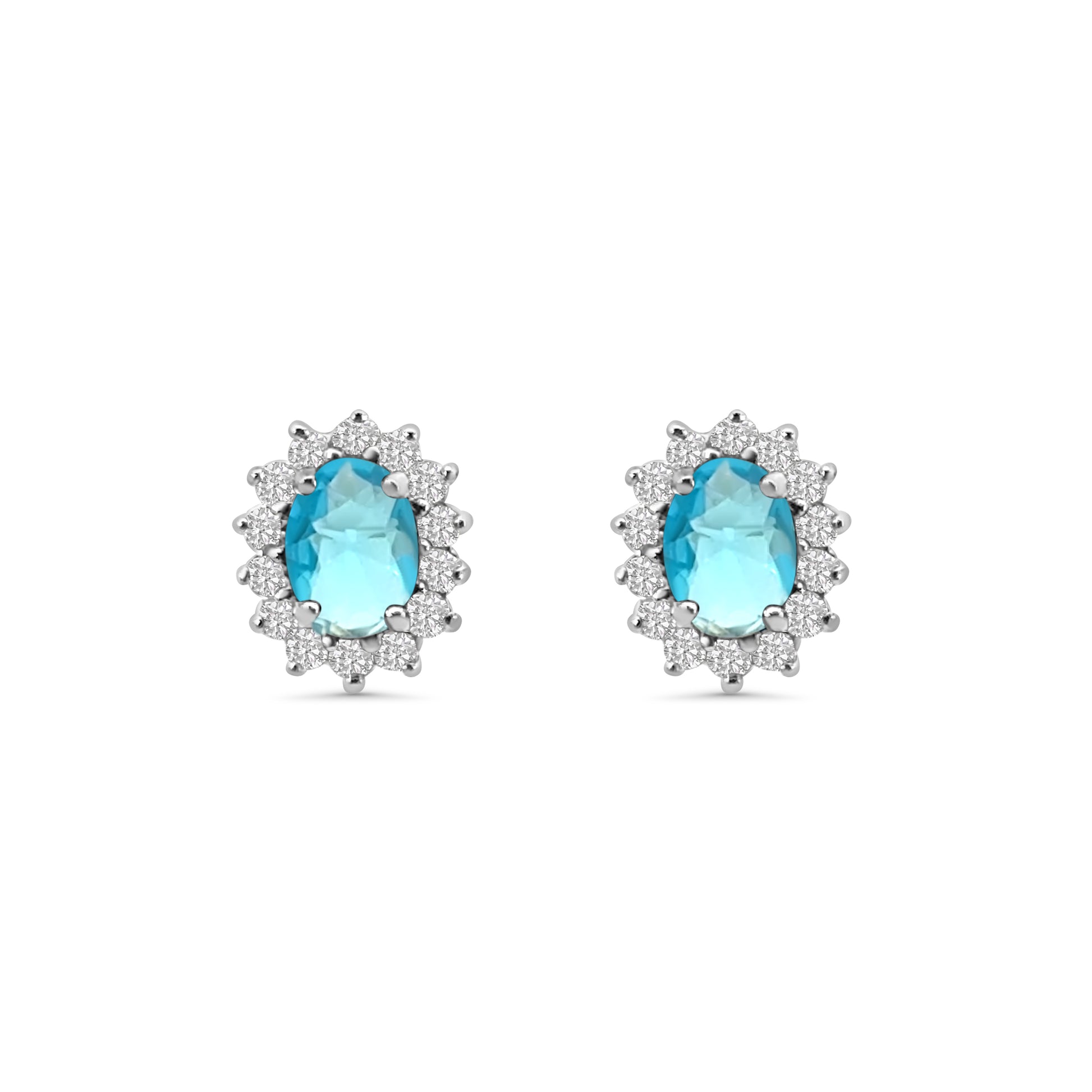 Light Blue CZ Cluster Earrings