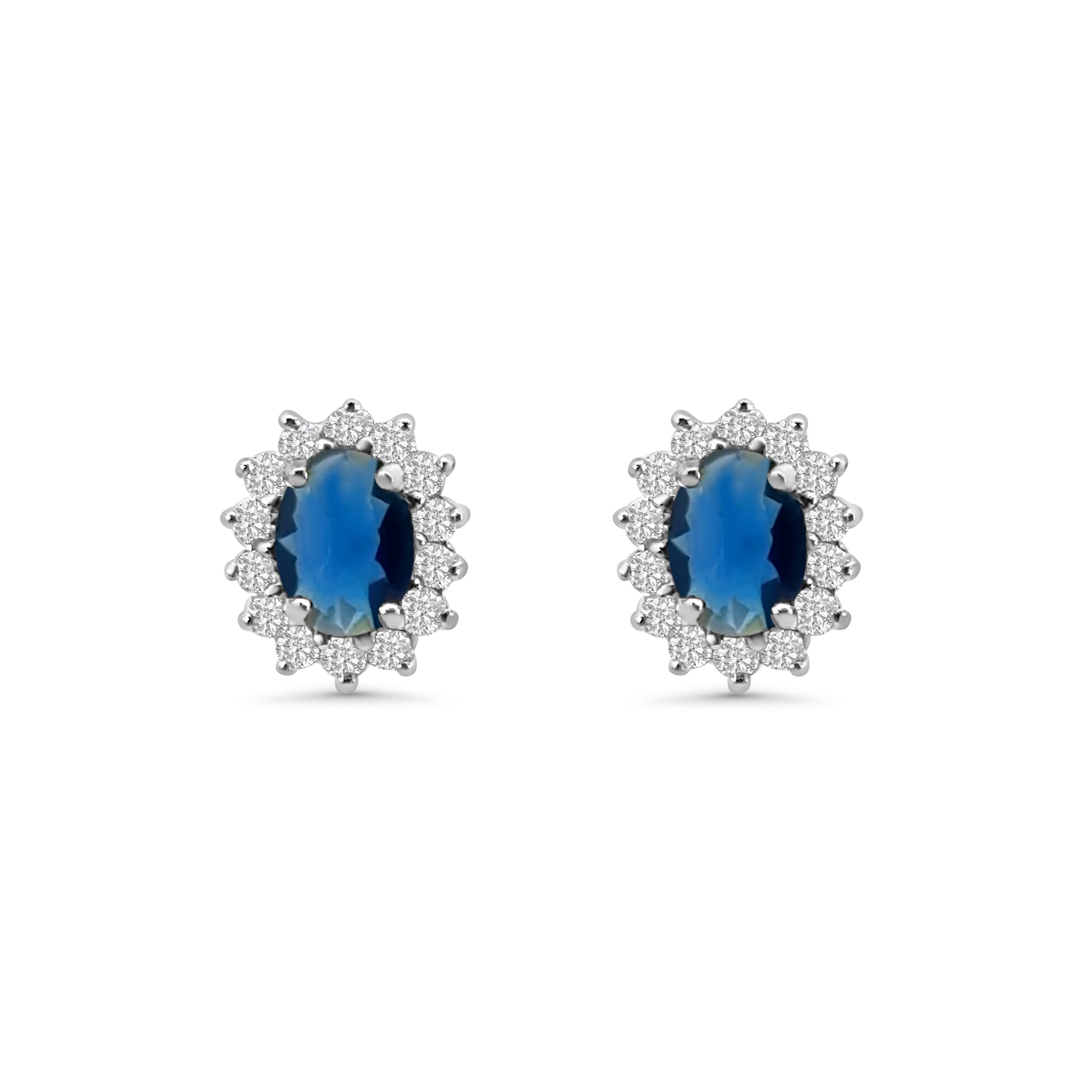 Blue CZ Cluster Earrings