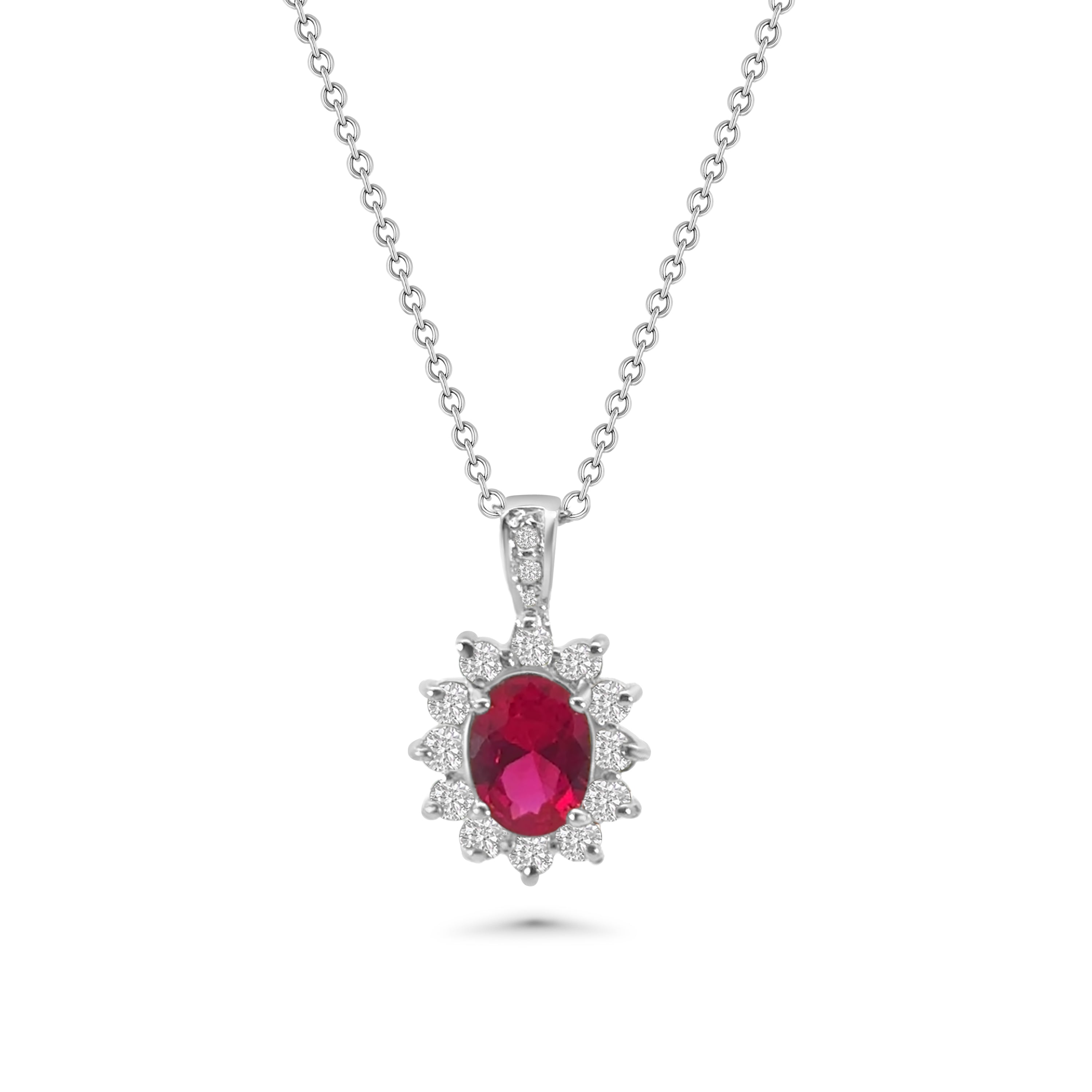 Red CZ Cluster Pendant