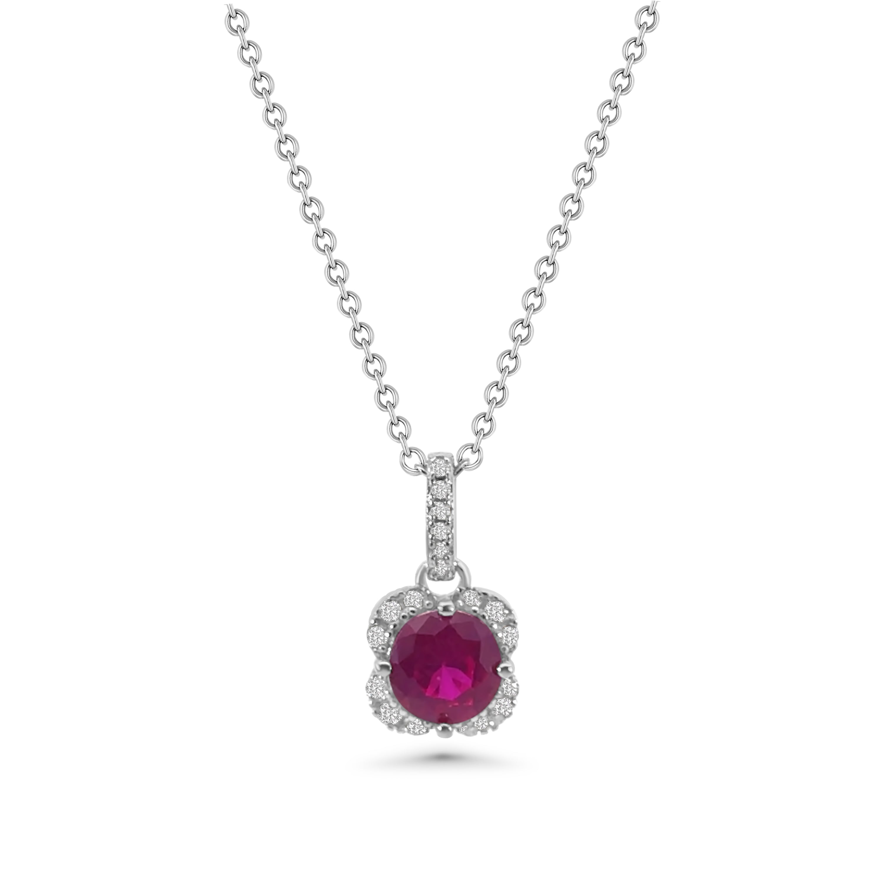 Red Clover Halo CZ Pendant