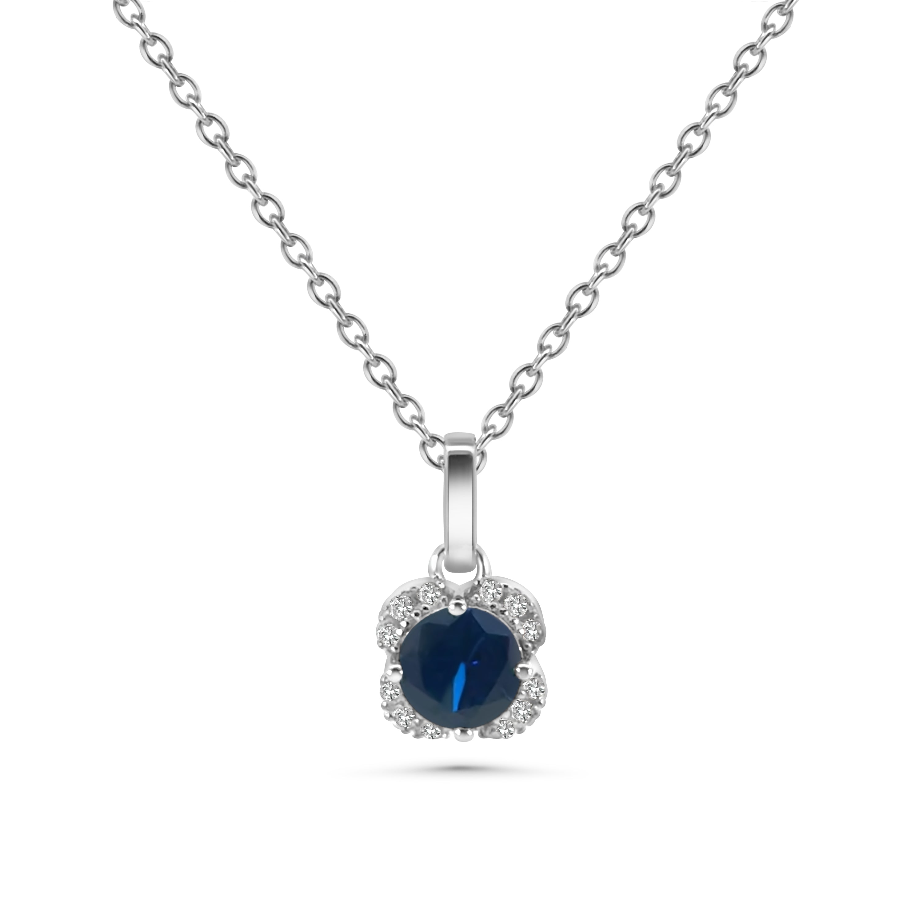 Blue Clover Halo CZ Pendant