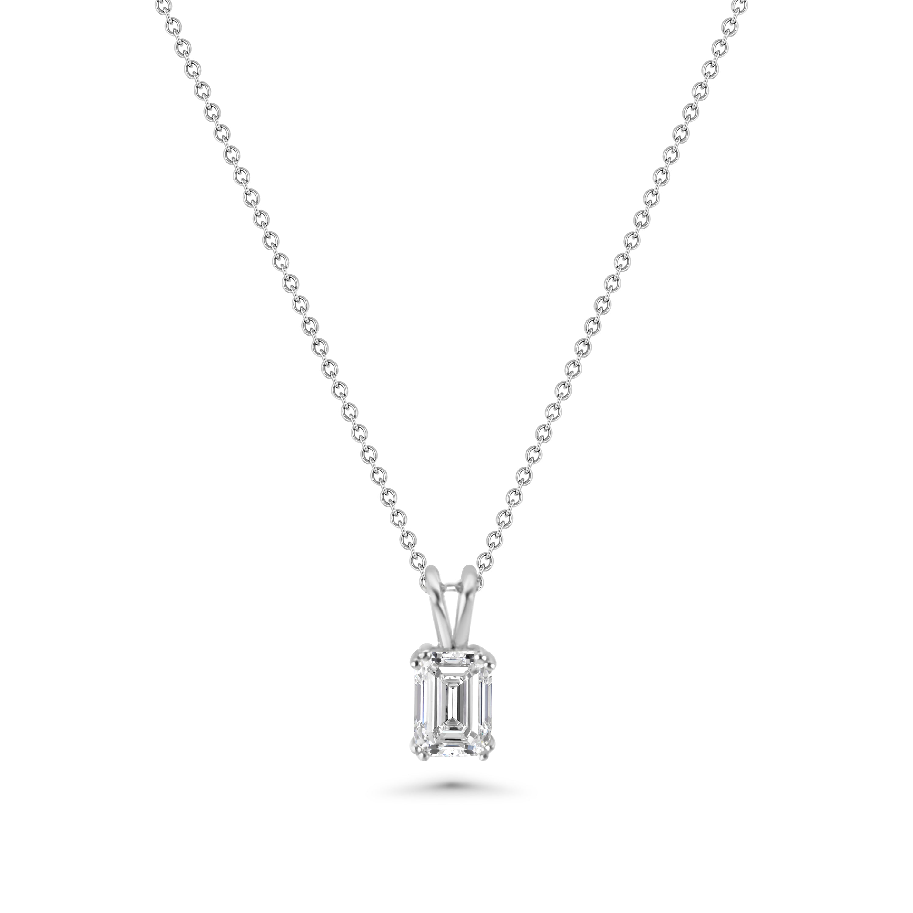 Emerald Cut Solitaire CZ Pendant