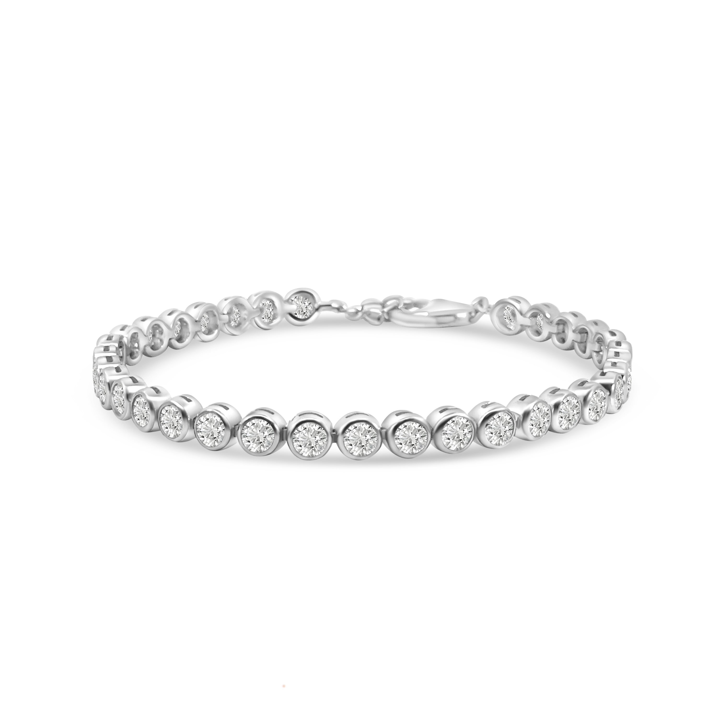 Round CZ Bezel Set Tennis Bracelet