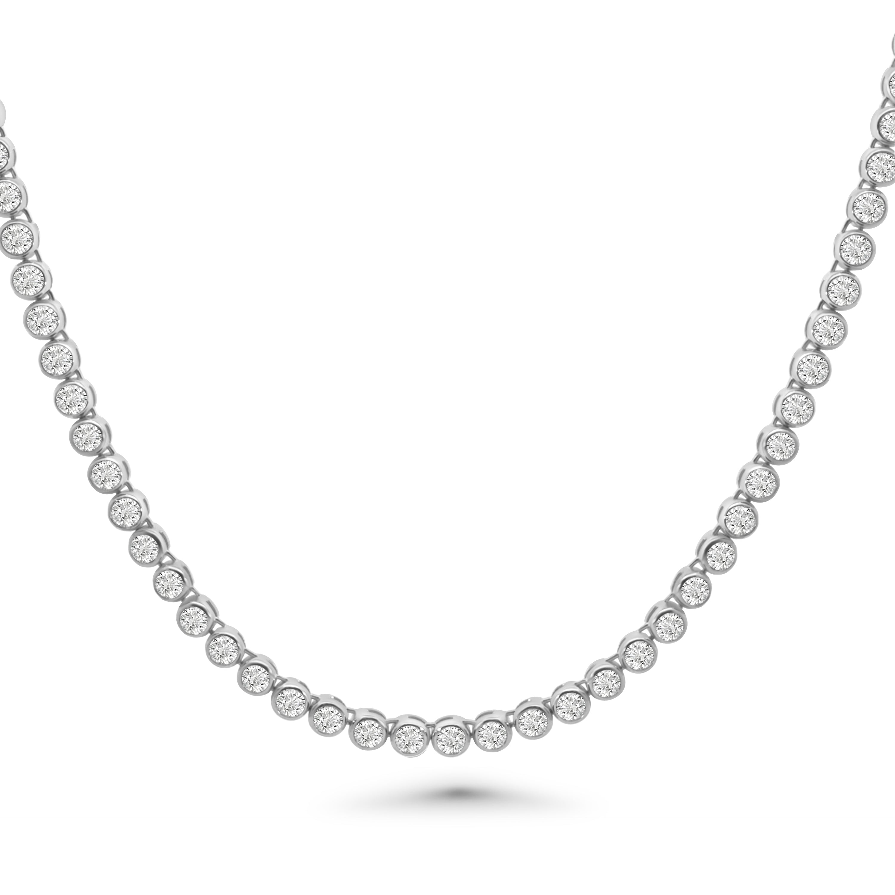 Round CZ Bezel Set Tennis Necklace