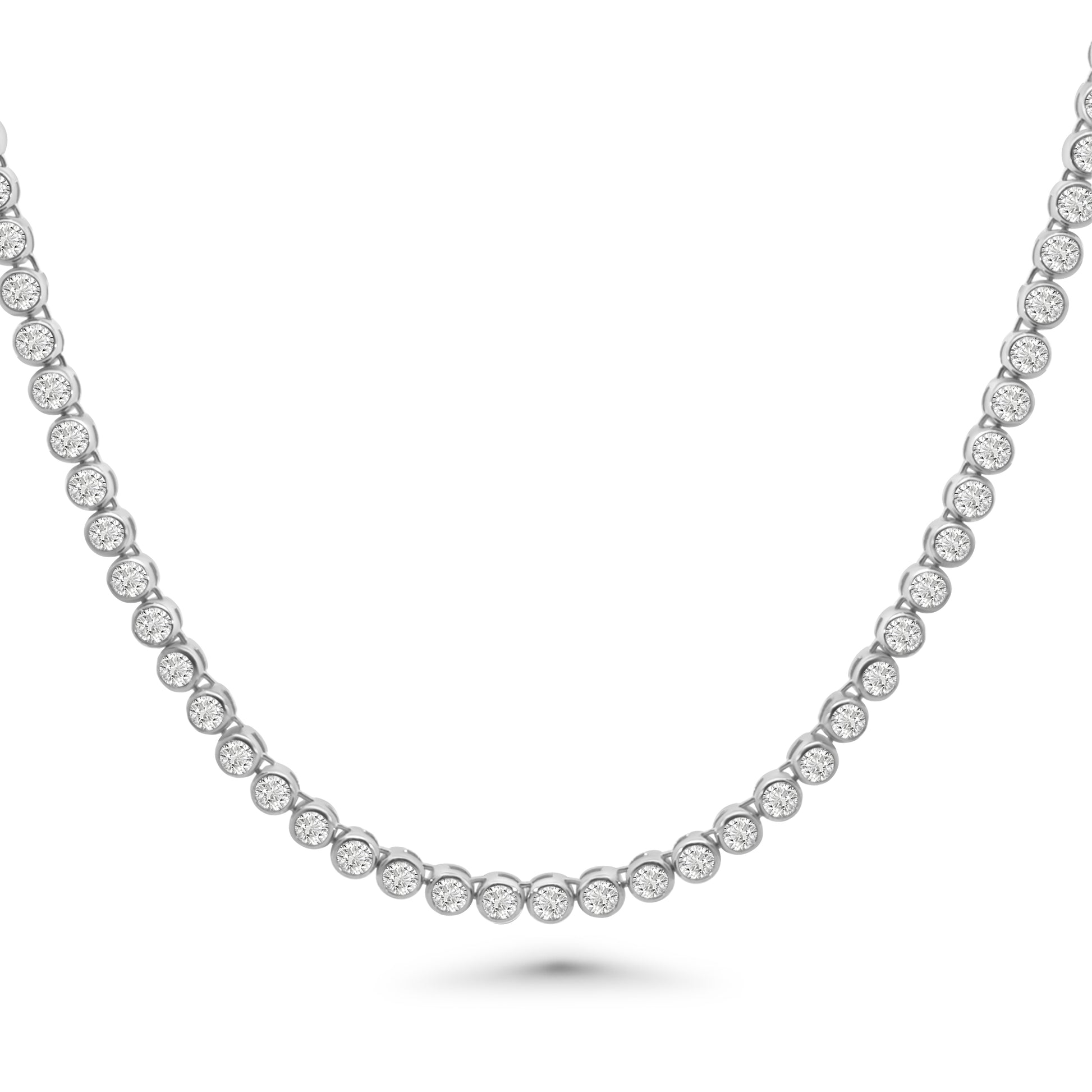Round CZ Bezel Set Tennis Necklace